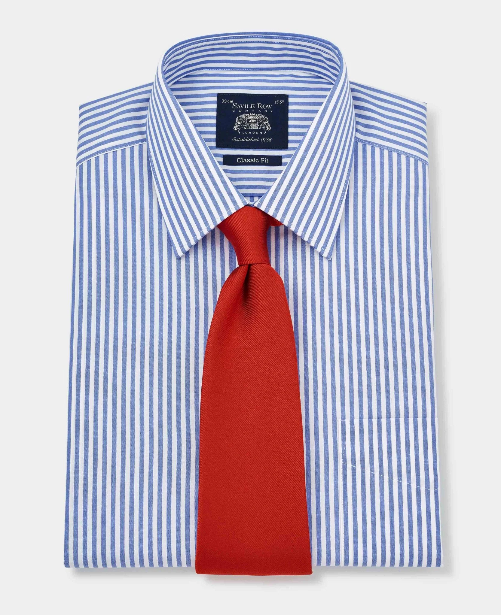 Blue Classic Fit Striped Formal Shirt - Single Cuff - Image 3
