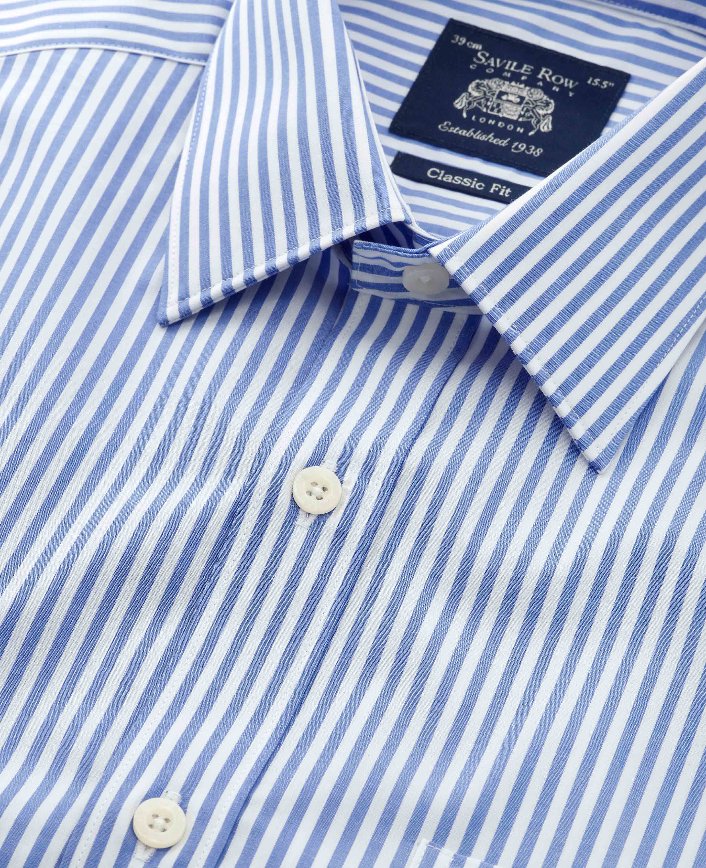 Blue Classic Fit Striped Formal Shirt - Single Cuff - Image 6