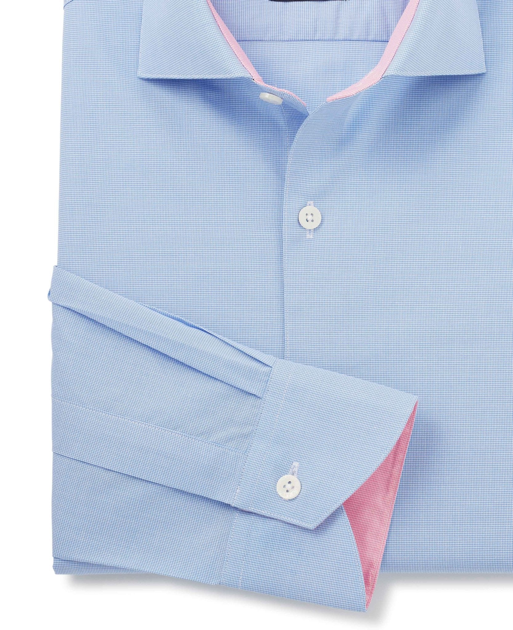 Blue Dobby Slim Fit Smart-Casual Shirt - Single Cuff - Image 5