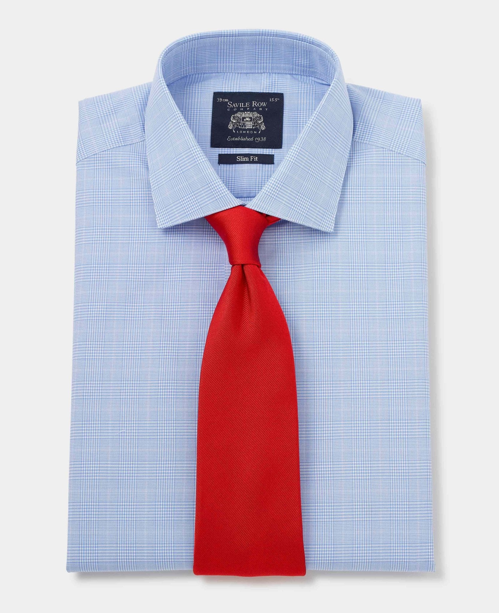 Blue Cotton Prince of Wales Check Slim Fit Formal Shirt - Single Cuff - Image 8