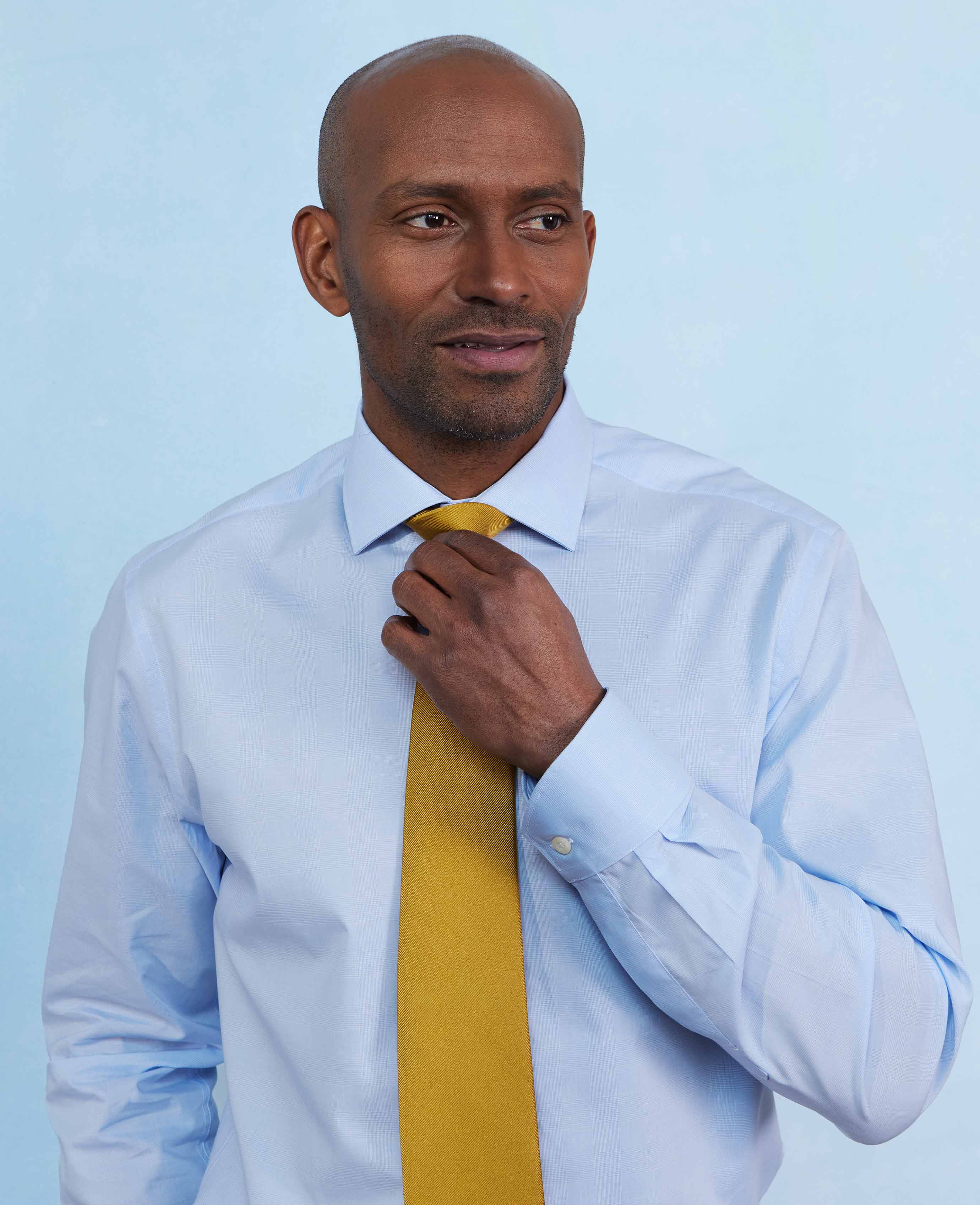Blue Cotton Prince of Wales Check Slim Fit Formal Shirt - Single Cuff - Image 5