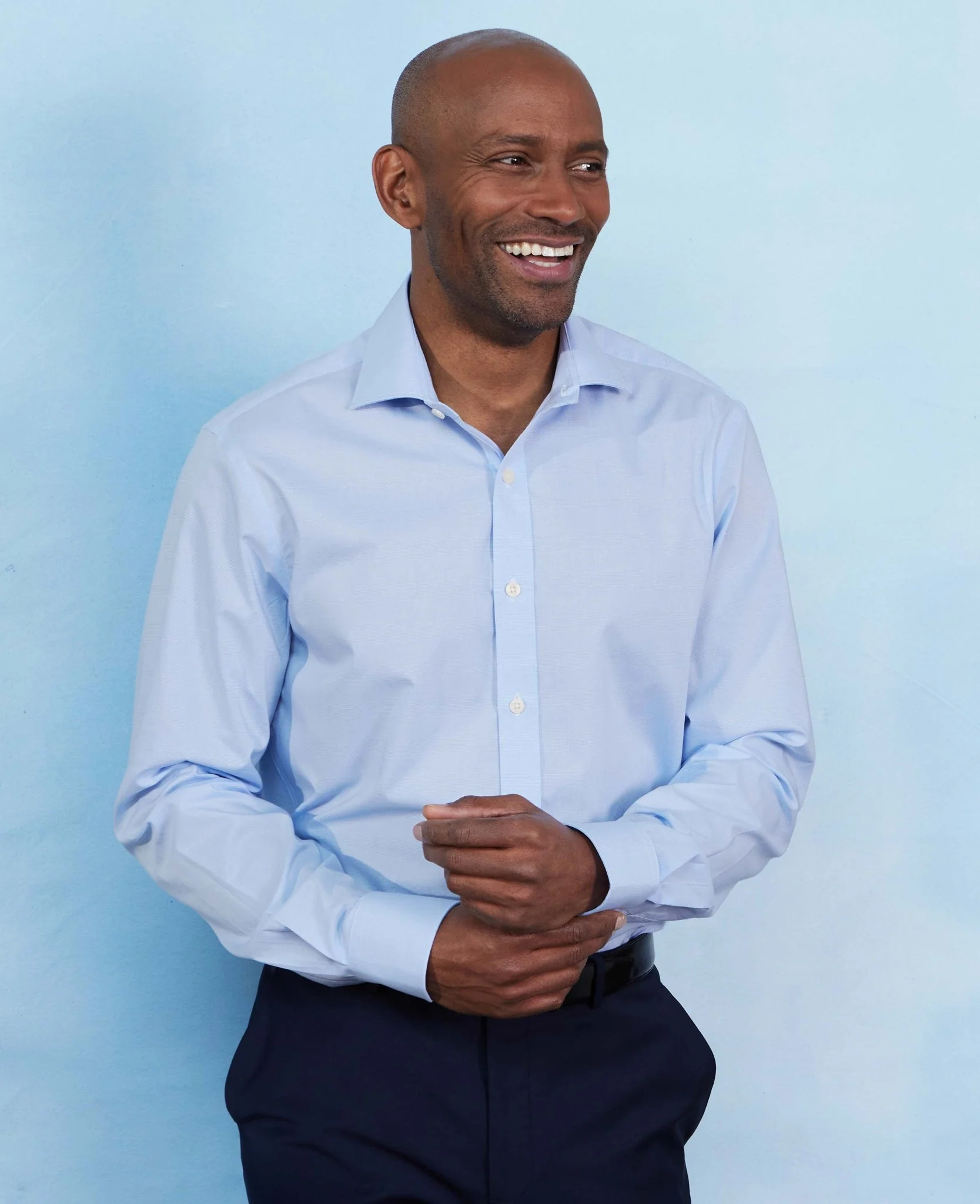Blue Cotton Prince of Wales Check Slim Fit Formal Shirt - Single Cuff - Image 6
