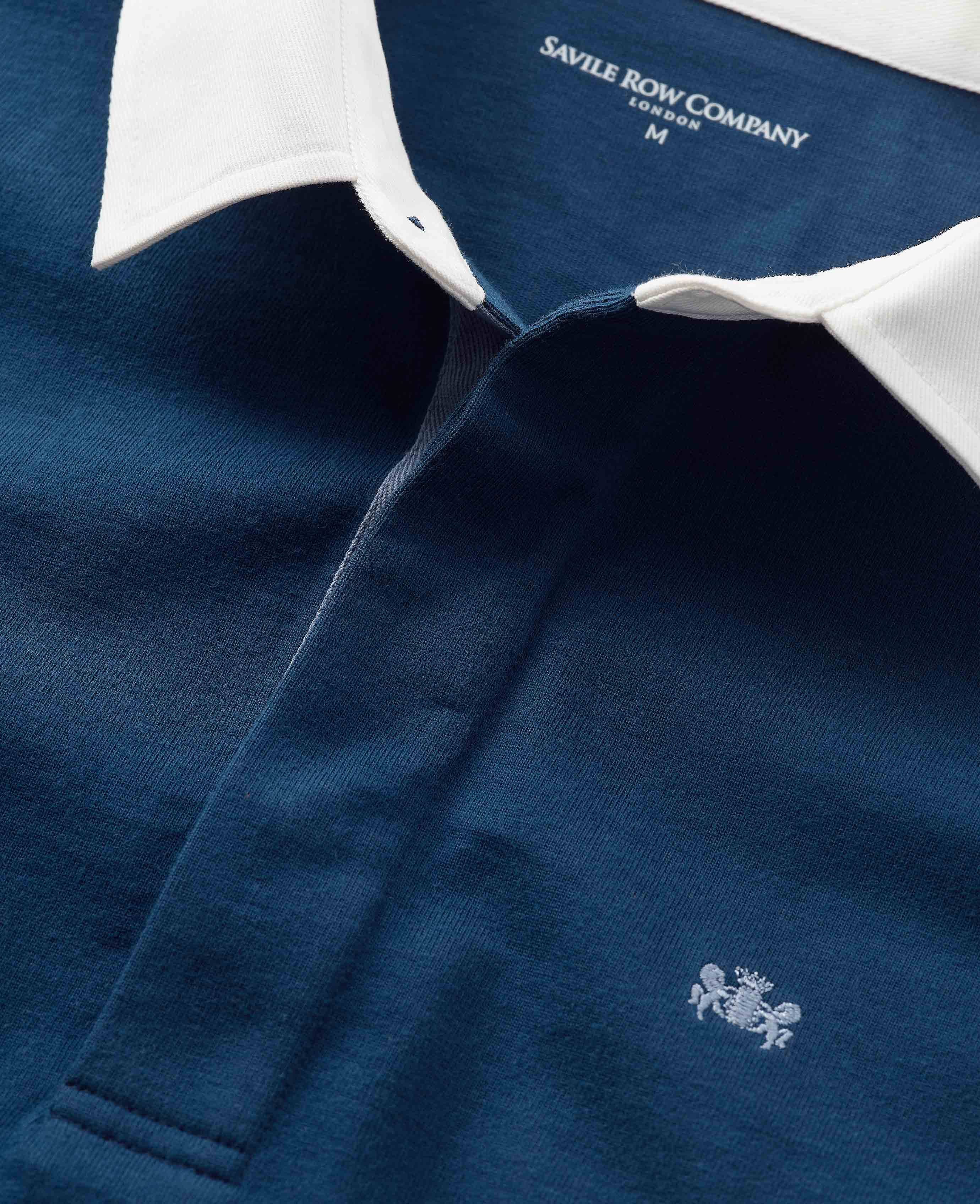 Blue Heavyweight Cotton Jersey Rugby Shirt - Image 4