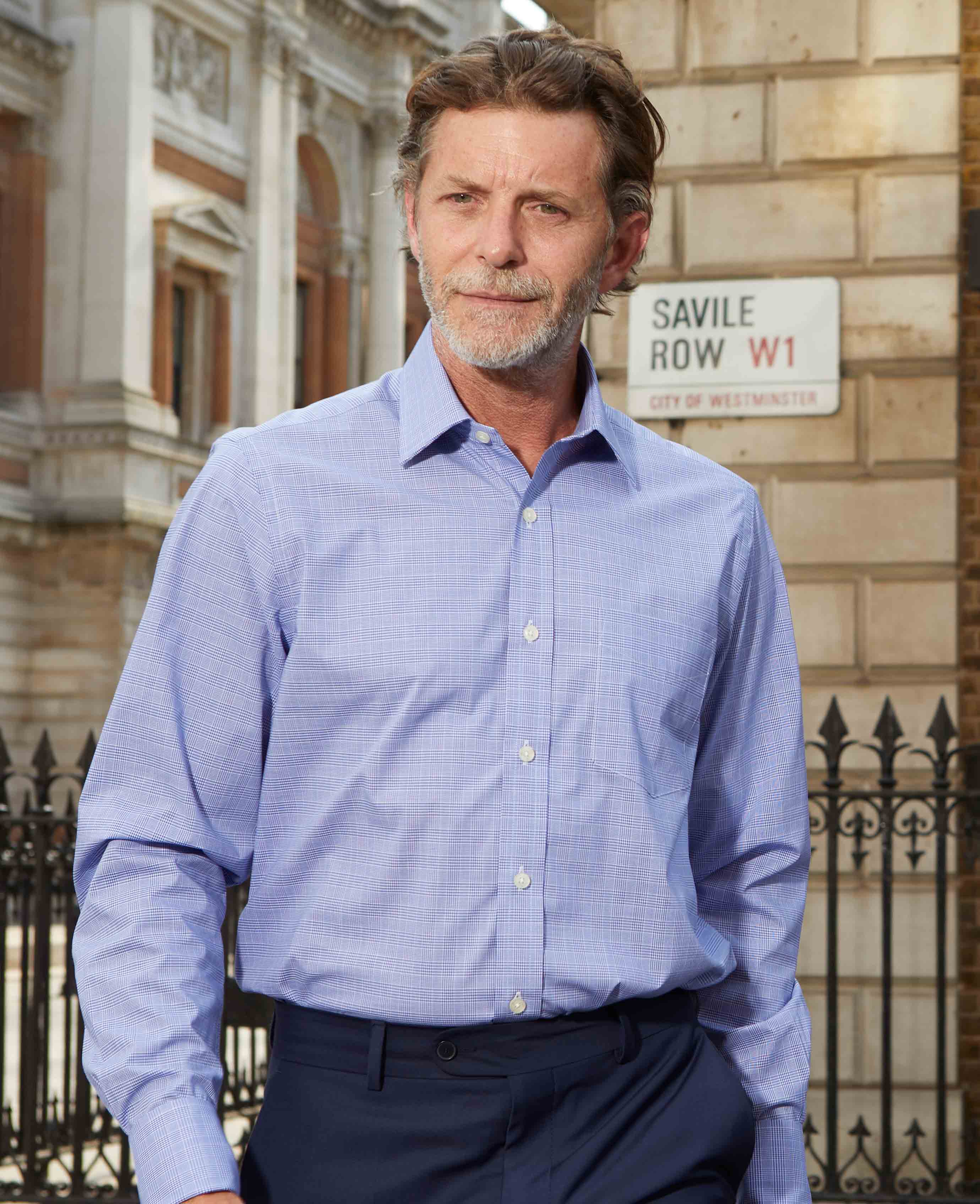 Blue Prince Of Wales Check Classic Fit Formal Shirt - Double Cuff - Image 5