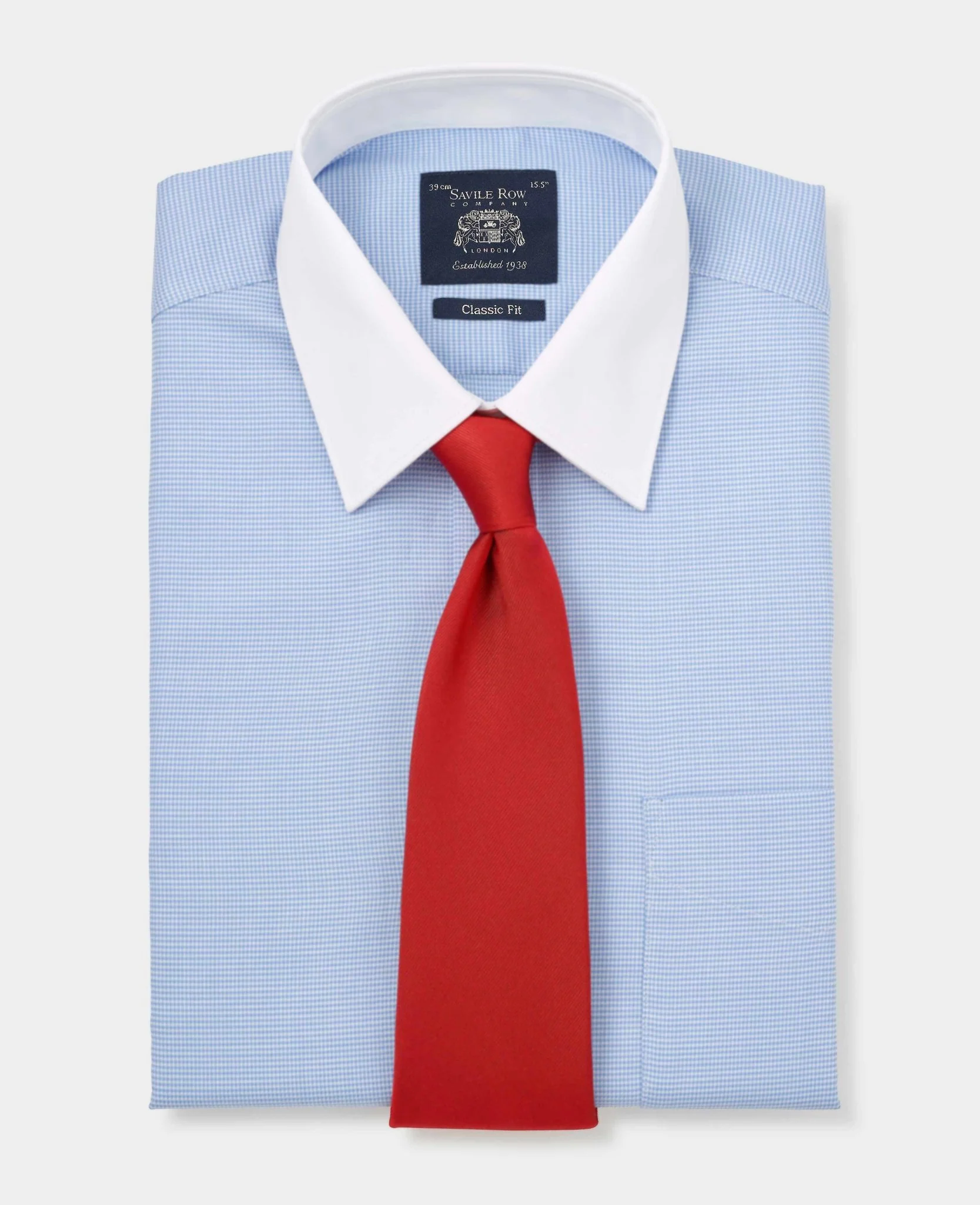 Blue Textured Cotton Puppytooth Classic Fit Winchester Formal Shirt - Double Cuff - Image 8
