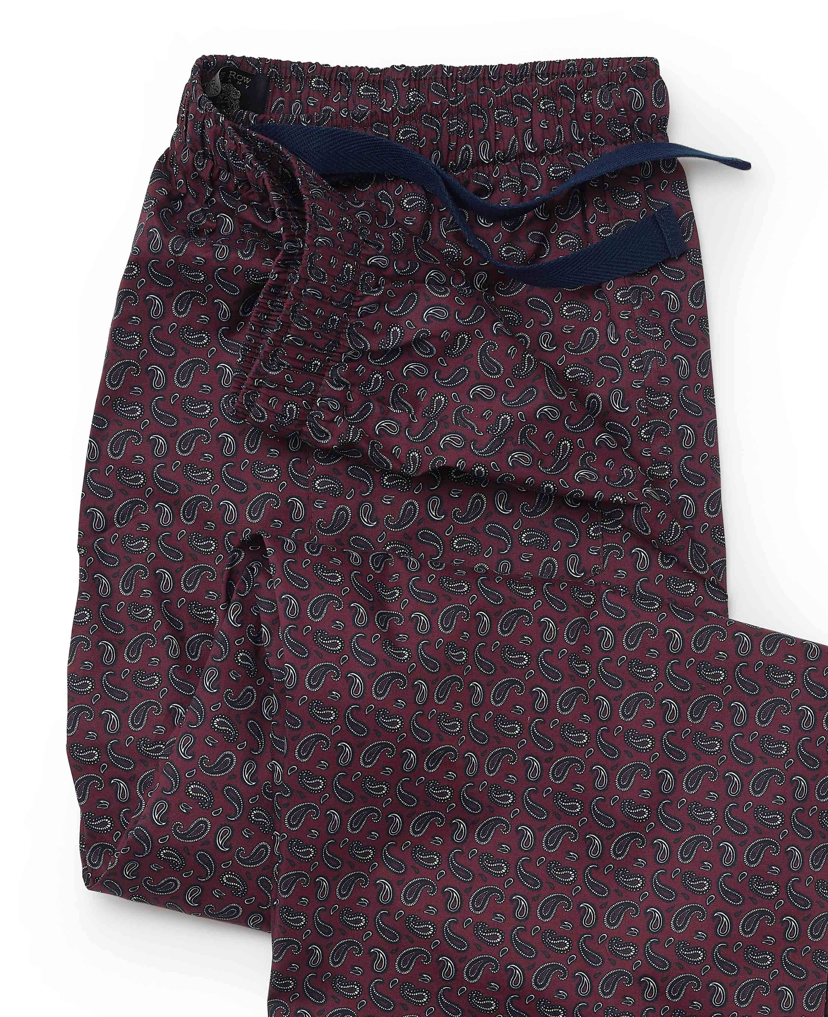 Burgundy Paisley Cotton Lounge Pants - Image 4