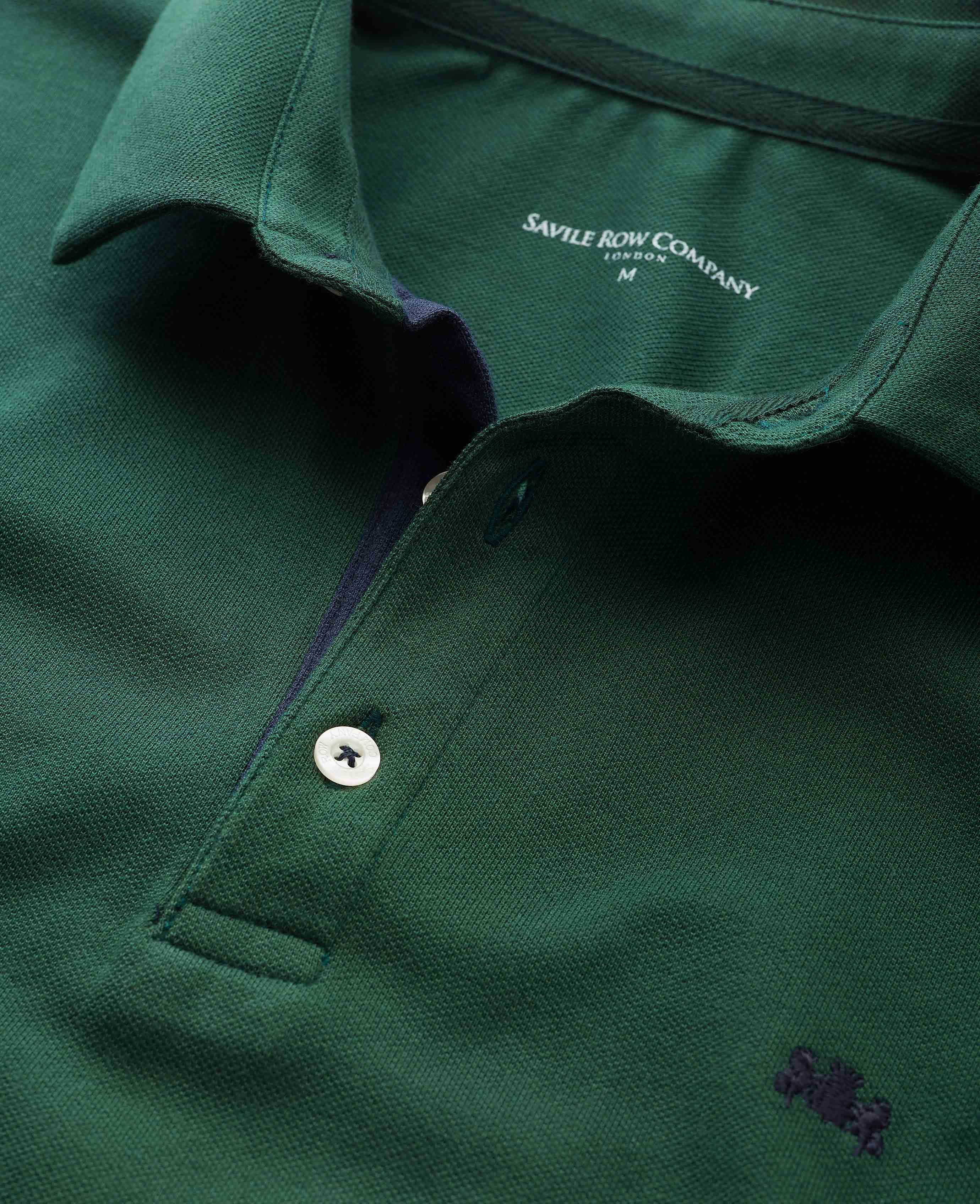 Dark Green Long Sleeve Polo Shirt - Image 3