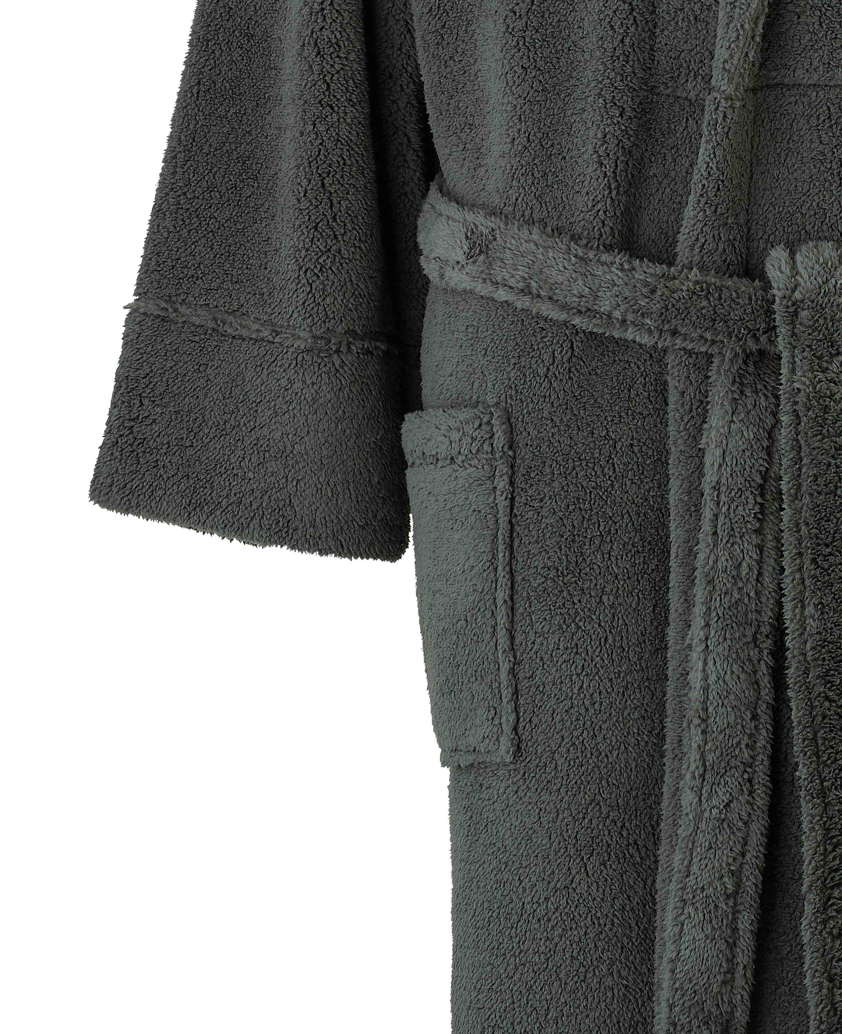 Grey Teddy Fleece Dressing Gown - Image 4