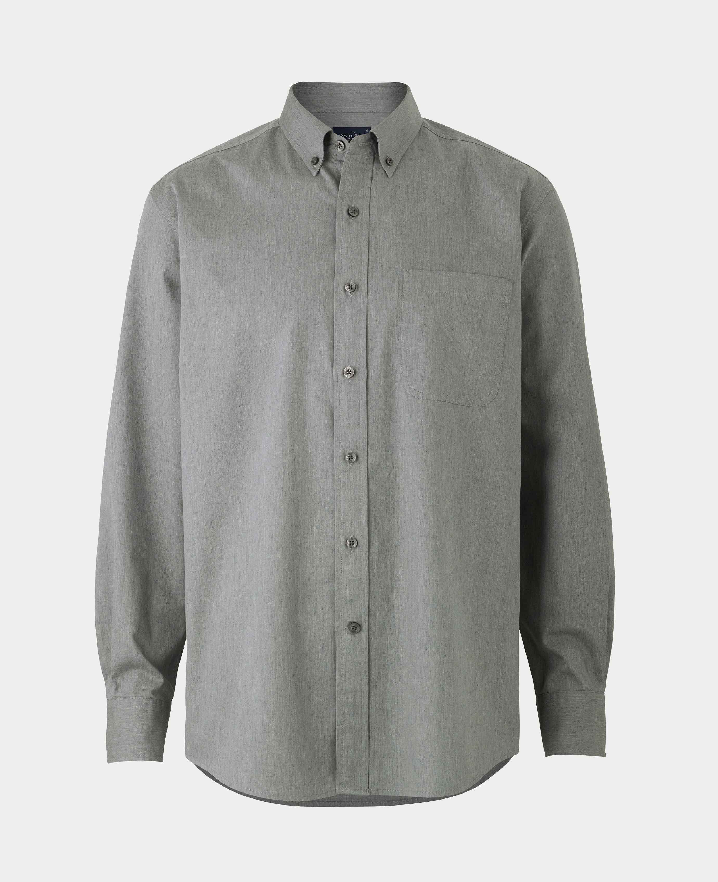 Grey Twill Classic Fit Button-Down Shirt - Image 3