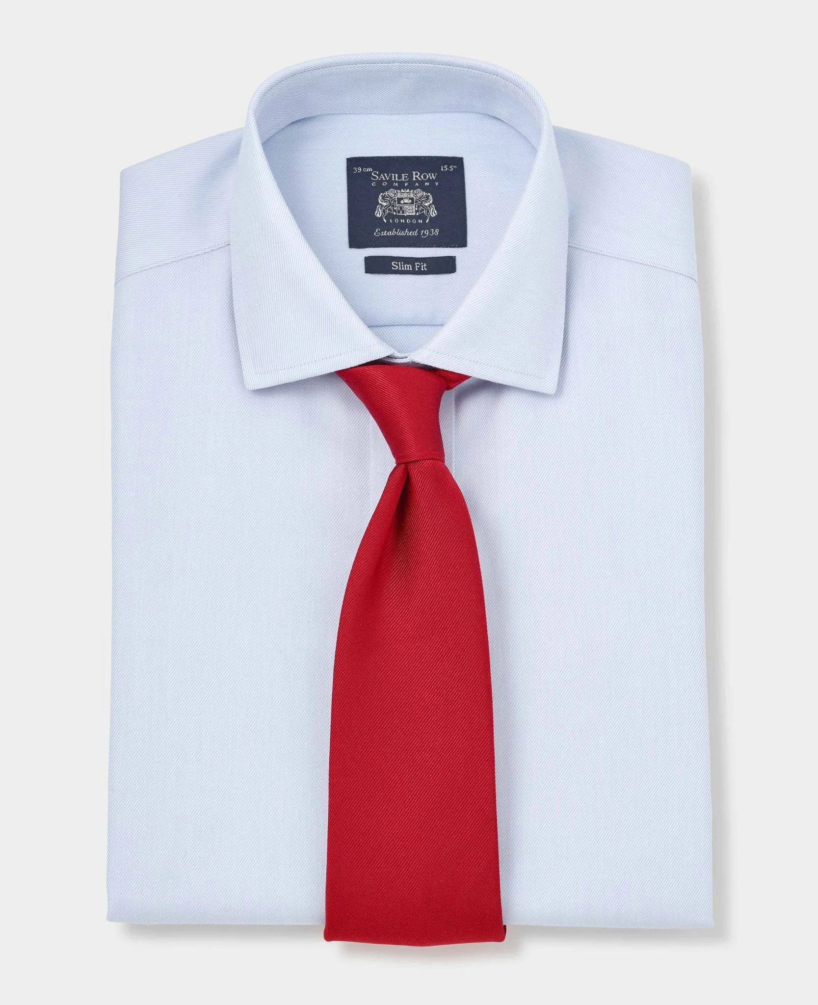 Light Blue Cotton Twill Slim Fit Non-Iron Shirt - Double Cuff - Image 6