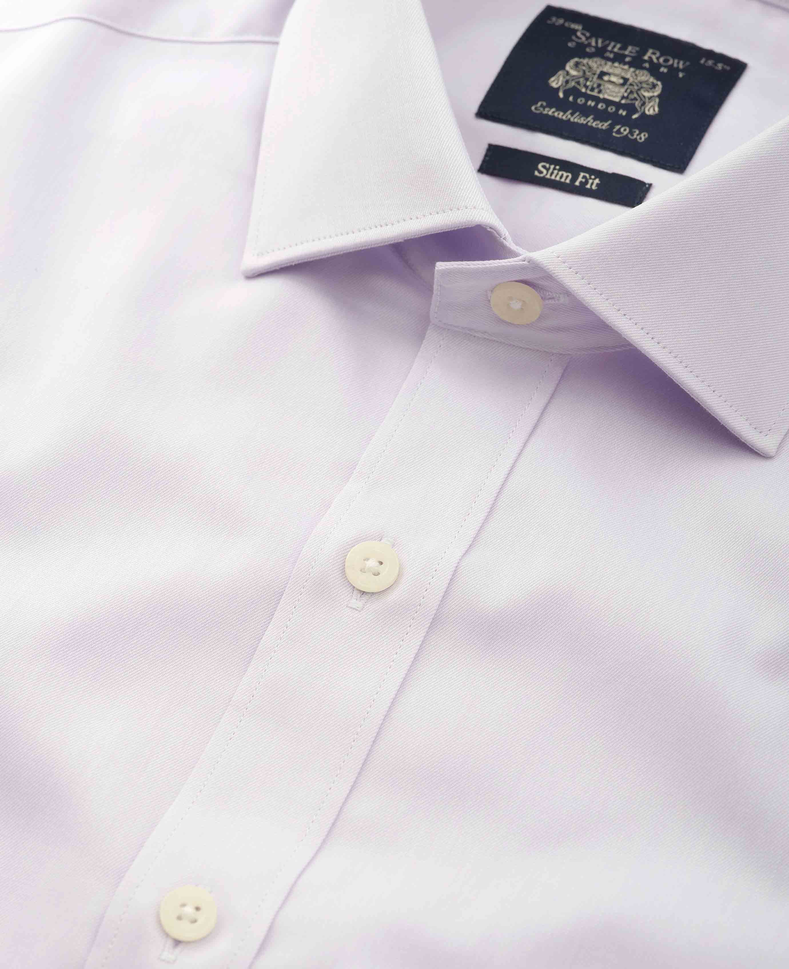 Lilac Cotton Twill Slim Fit Formal Shirt - Single Cuff - Image 3