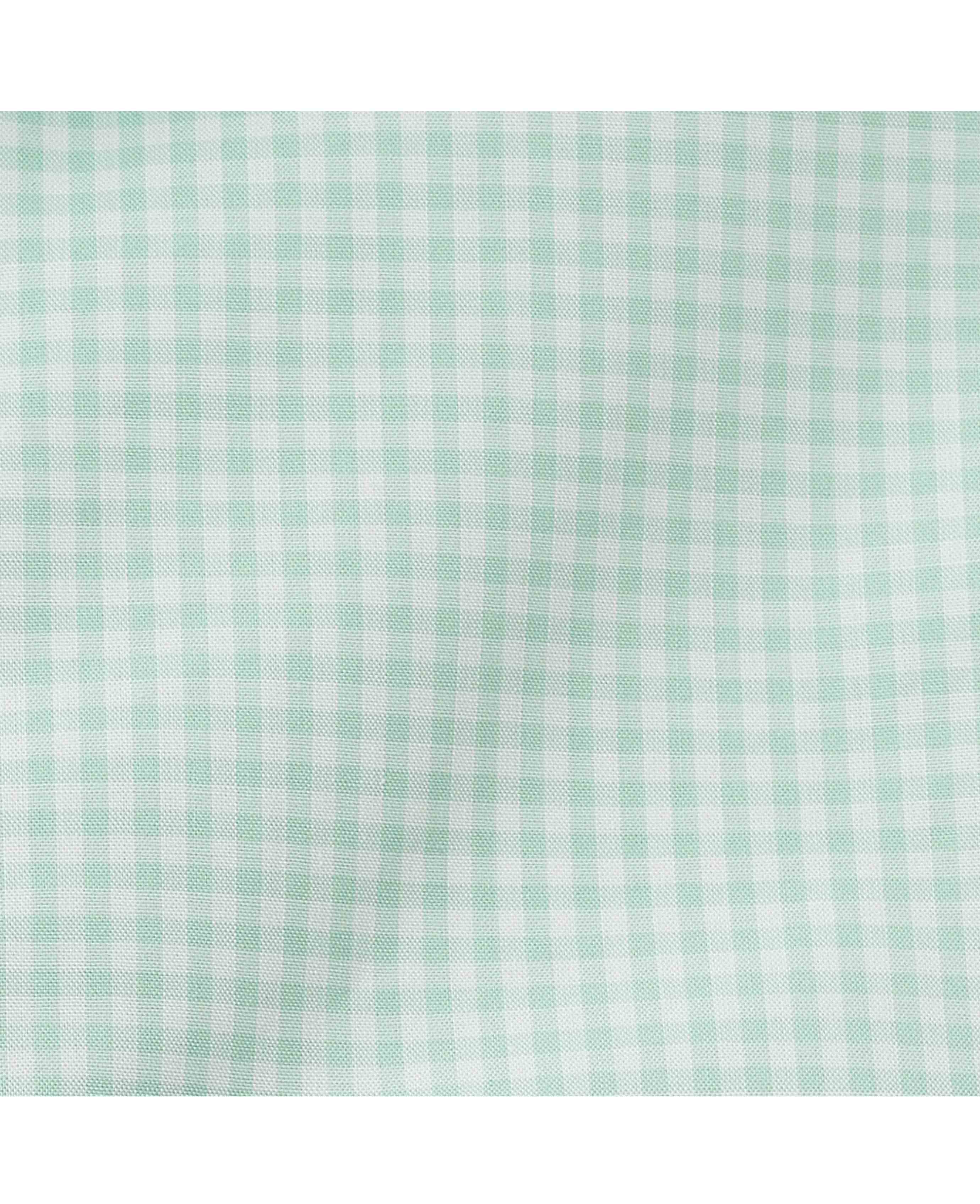 Mint Green Gingham Check Classic Fit Button-Down Shirt - Image 4