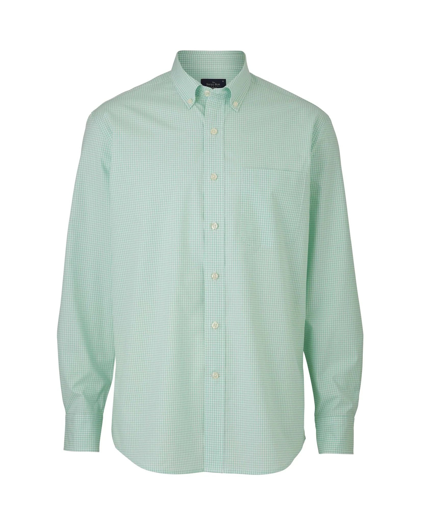 Mint Green Gingham Check Classic Fit Button-Down Shirt - Image 5