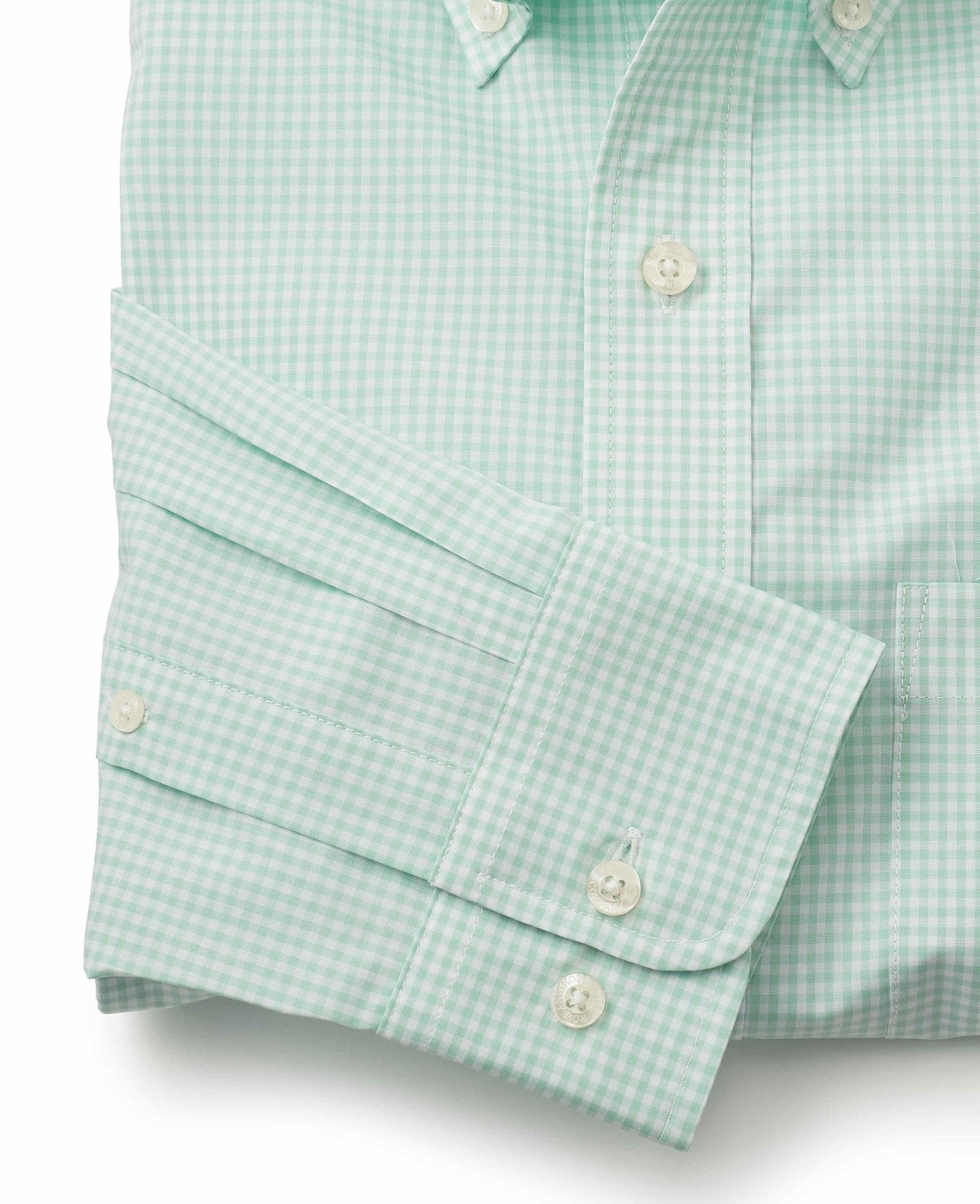 Mint Green Gingham Check Classic Fit Button-Down Shirt - Image 6