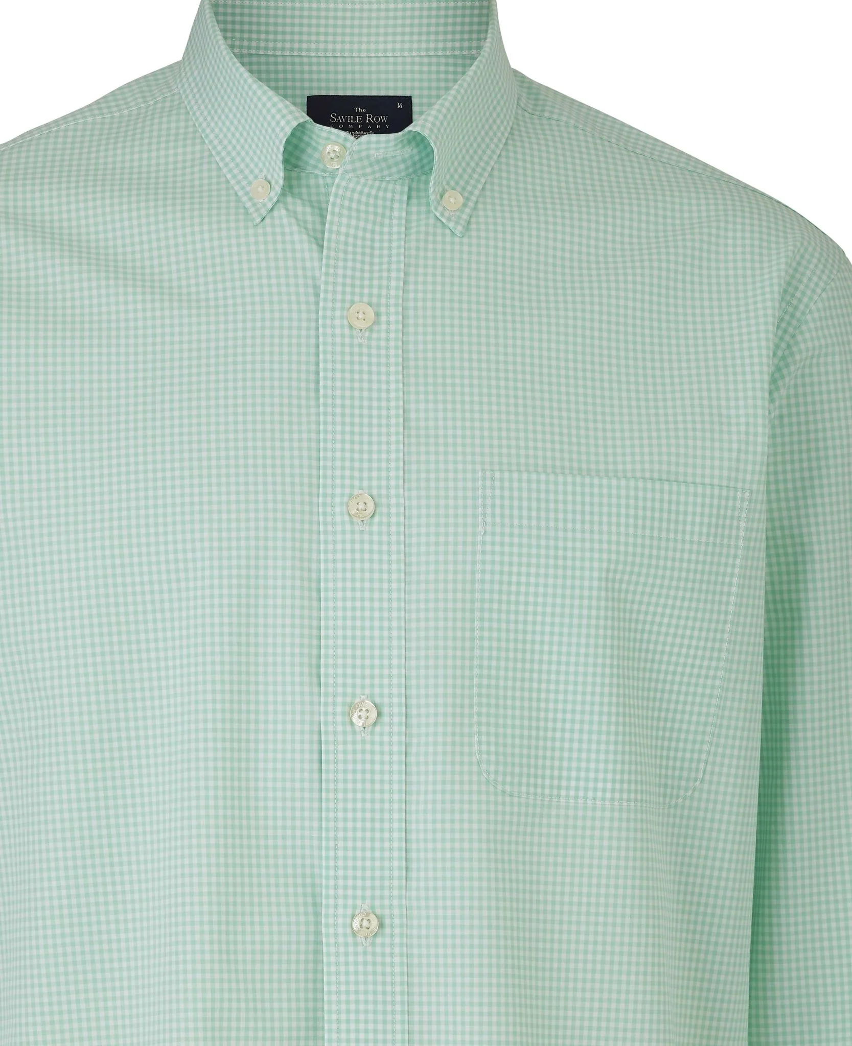 Mint Green Gingham Check Classic Fit Button-Down Shirt - Image 7
