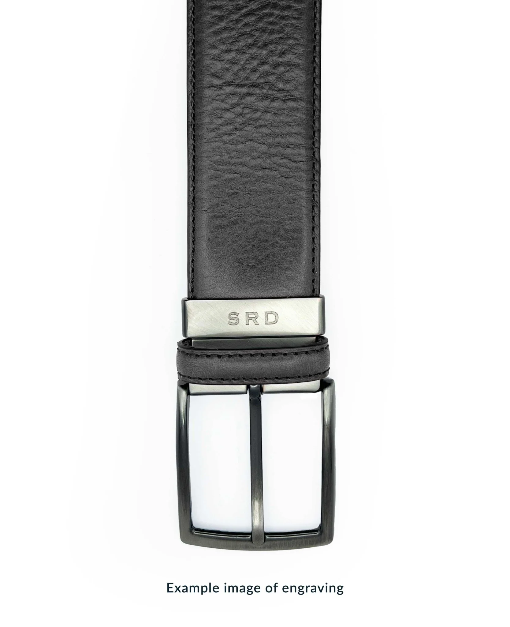 Navy Black Leather Reversible Belt - Image 3