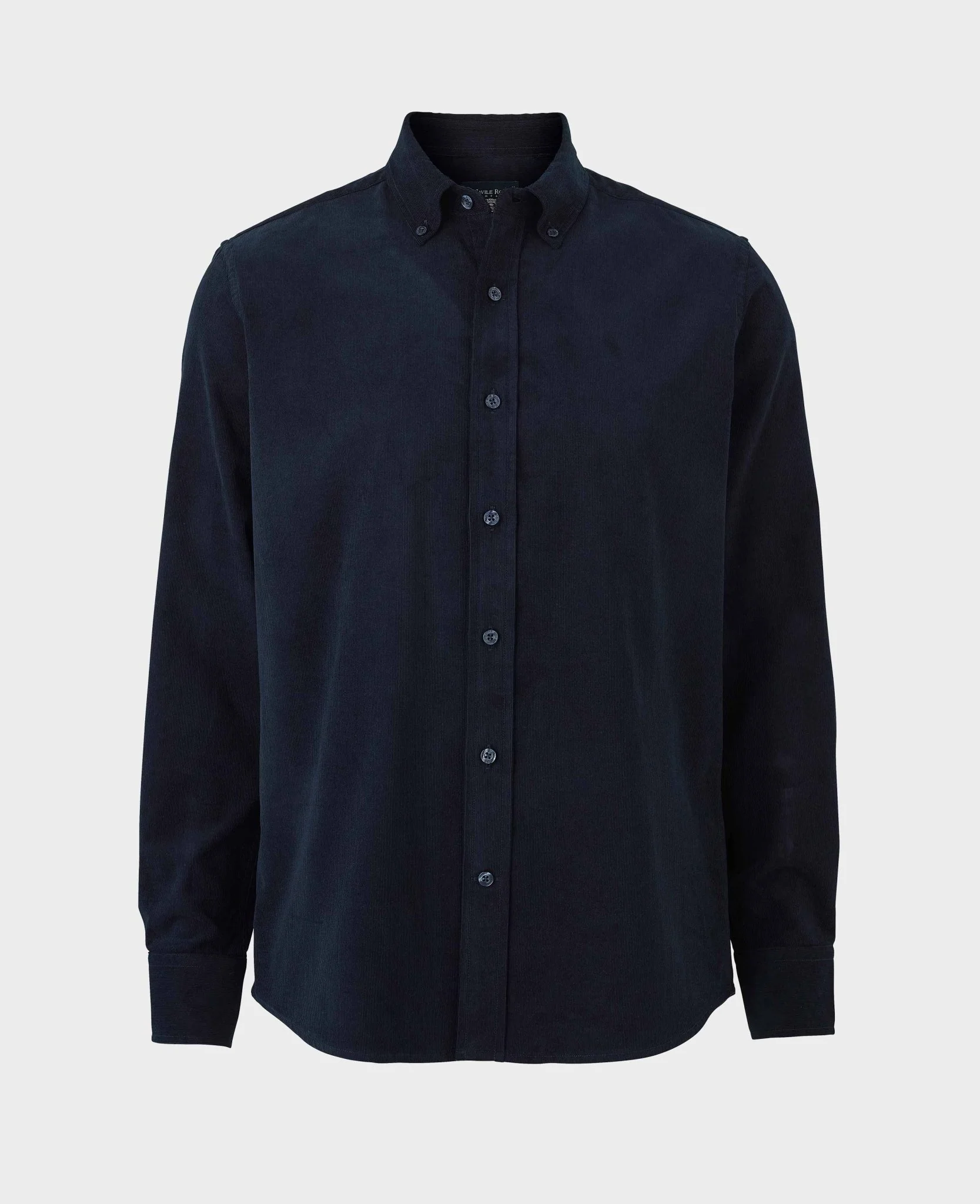 Navy Cotton Babycord Slim Fit Button-Down Casual Shirt - Image 5