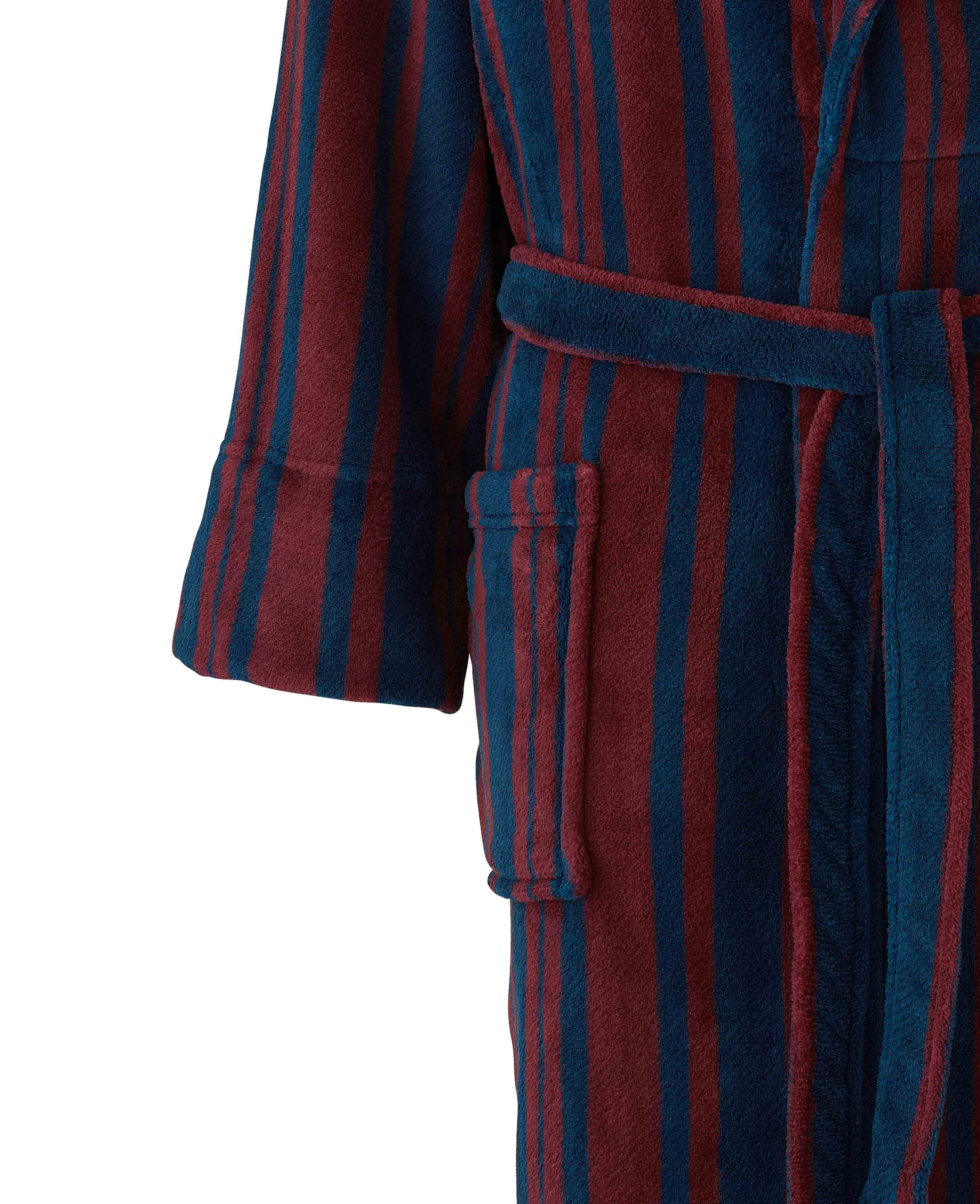 Navy Multi Stripe Super Soft Fleece Dressing Gown - Image 4