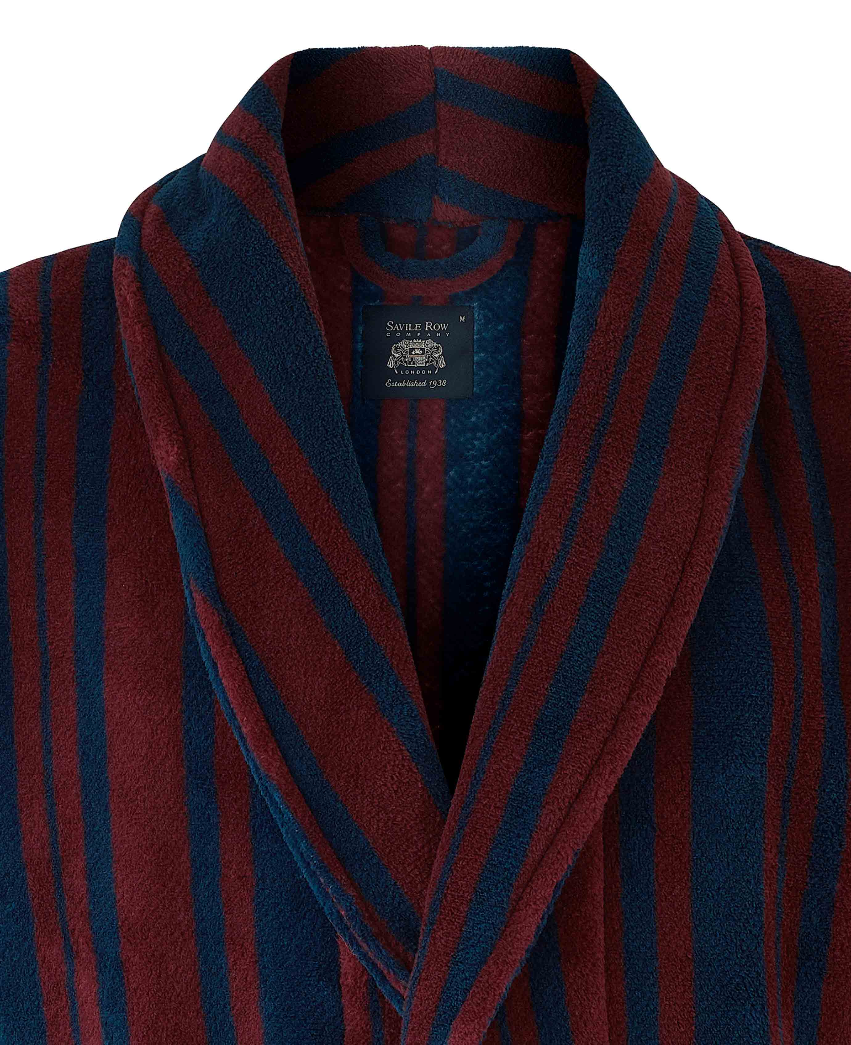 Navy Multi Stripe Super Soft Fleece Dressing Gown - Image 5