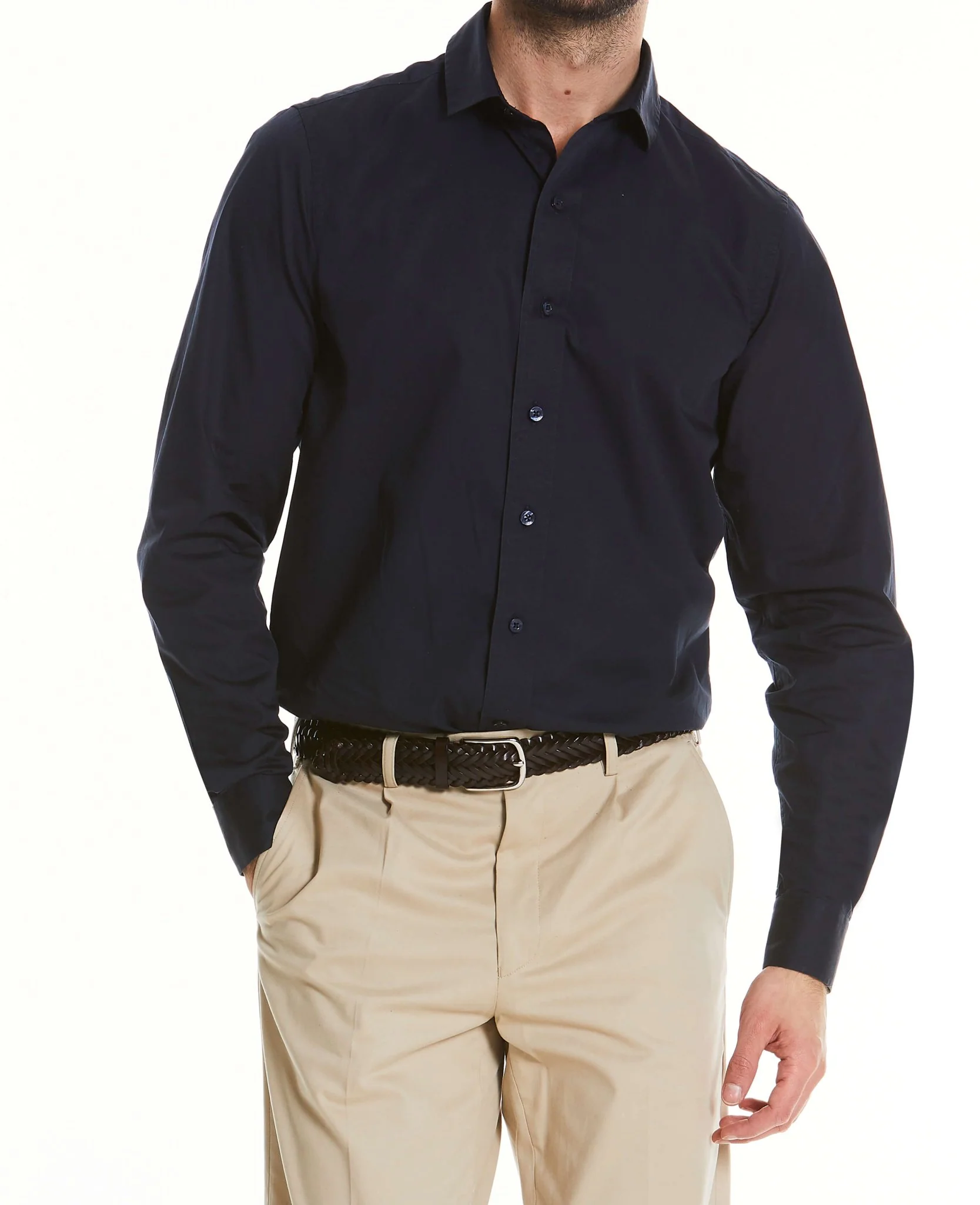 Navy Twill Slim Fit Shirt in Shorter Length [RTC] - Image 7