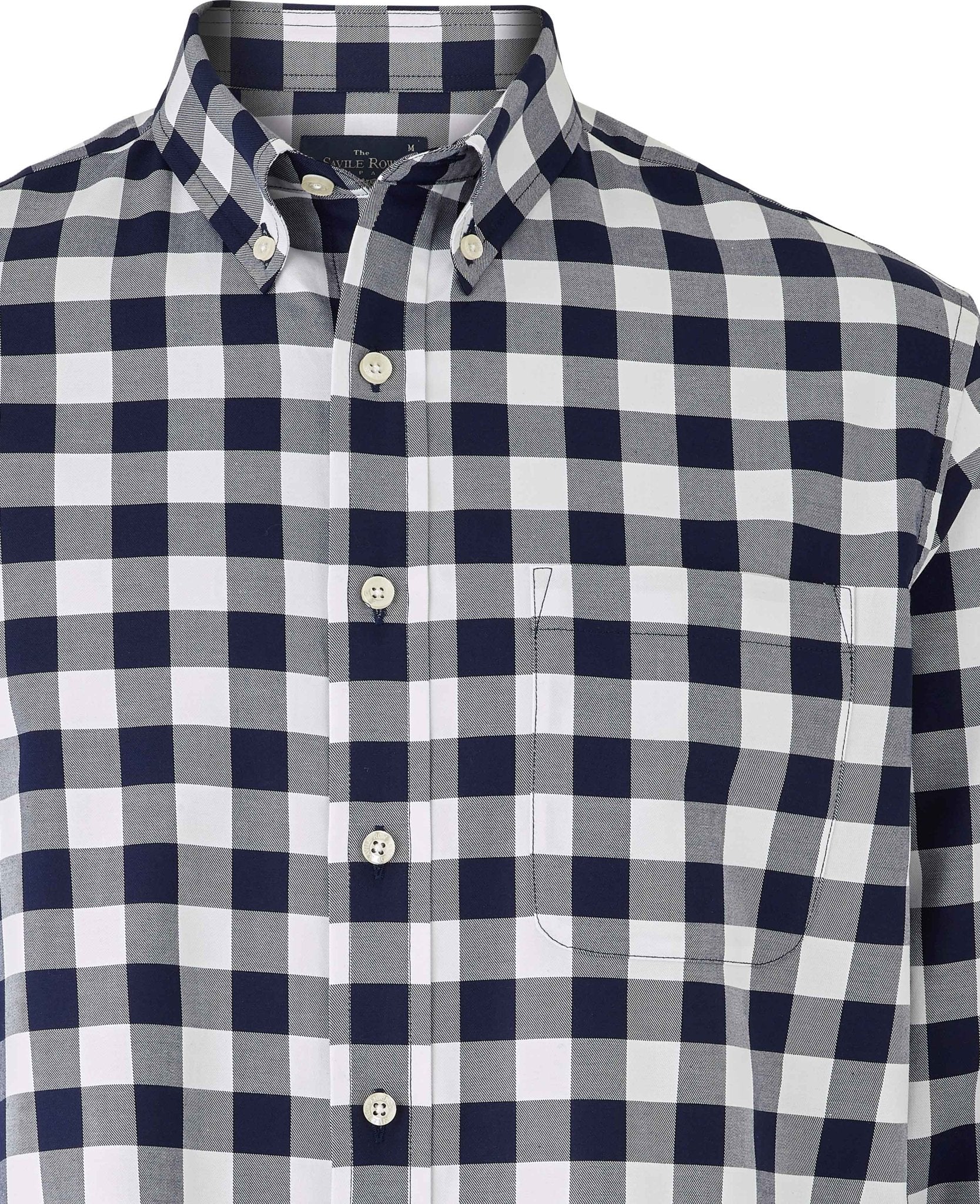 Navy White Bold Check Button-Down Shirt [RTC] - Image 5