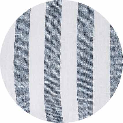 Navy White Bold Stripe Linen Cotton Classic Fit Short Sleeve Shirt - Image 5