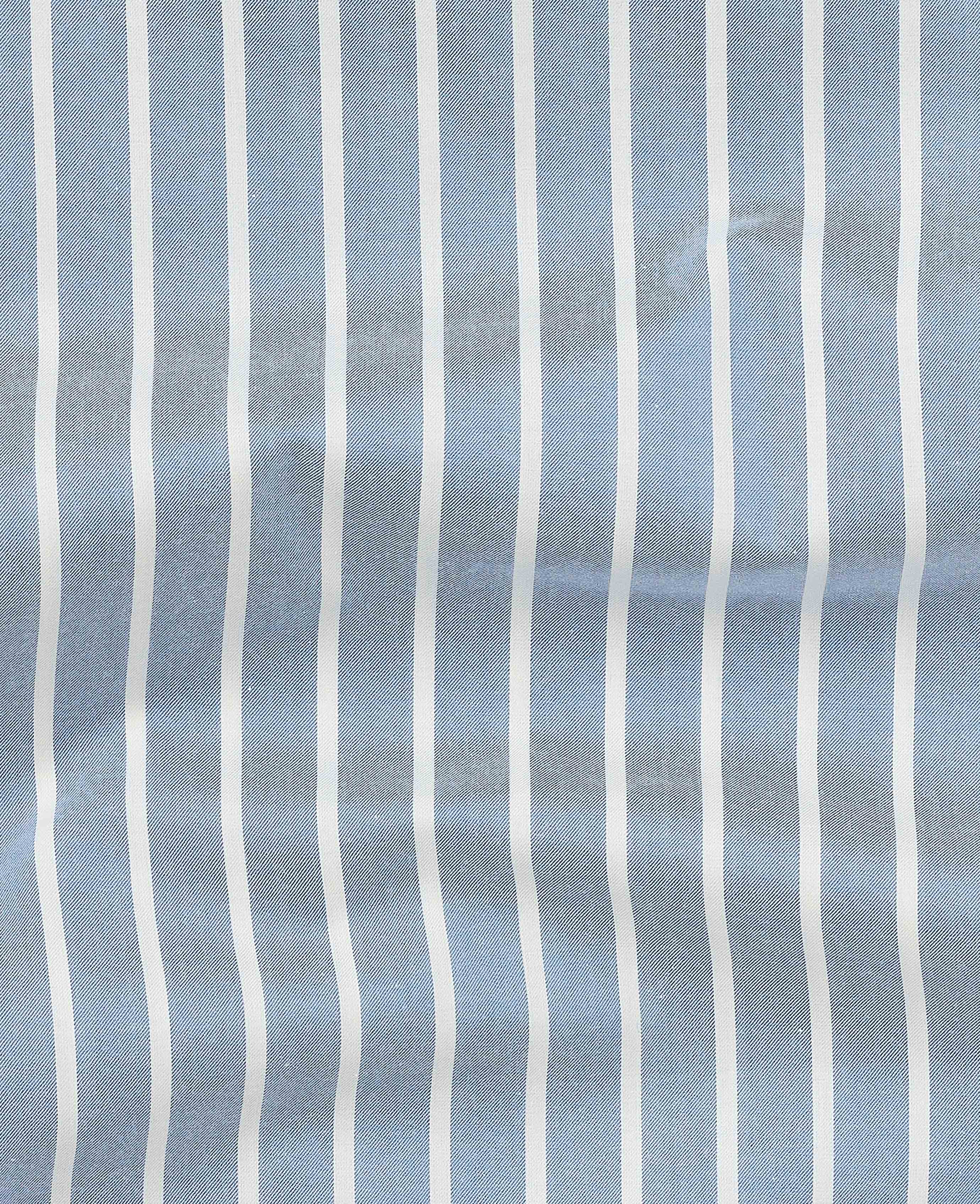 Pale Blue Cotton Twill Wide Stripe Pyjamas - Image 4