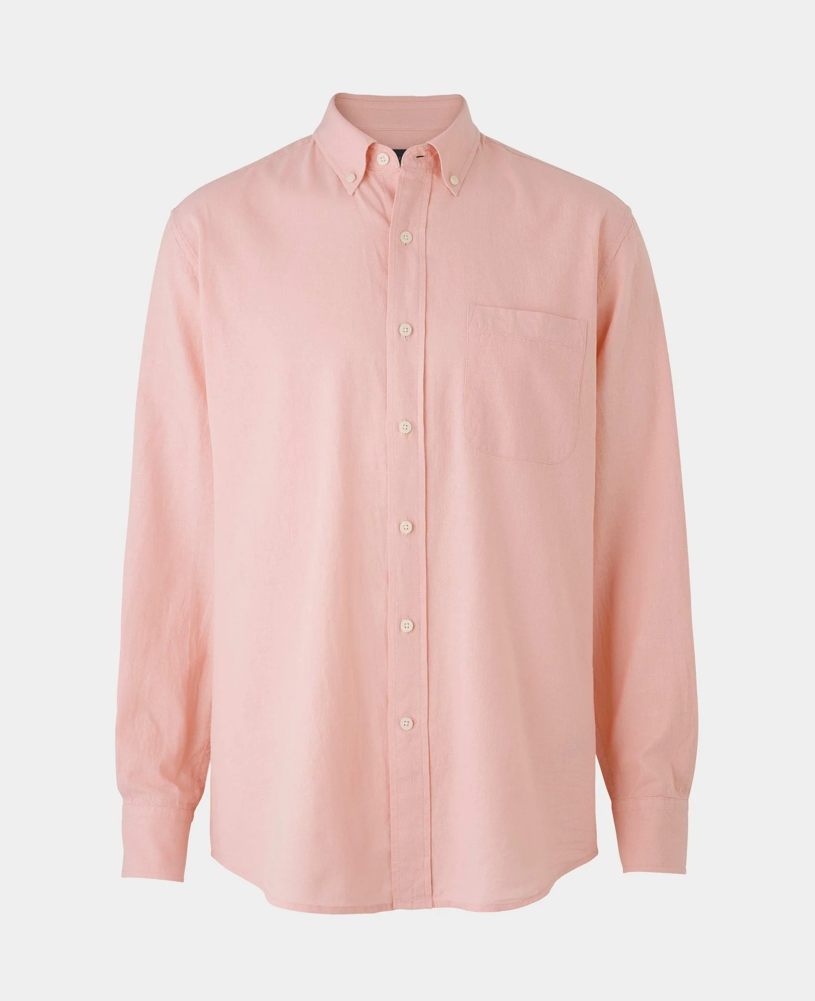 Peach Linen Cotton Classic Fit Button-Down Casual Shirt - Image 5
