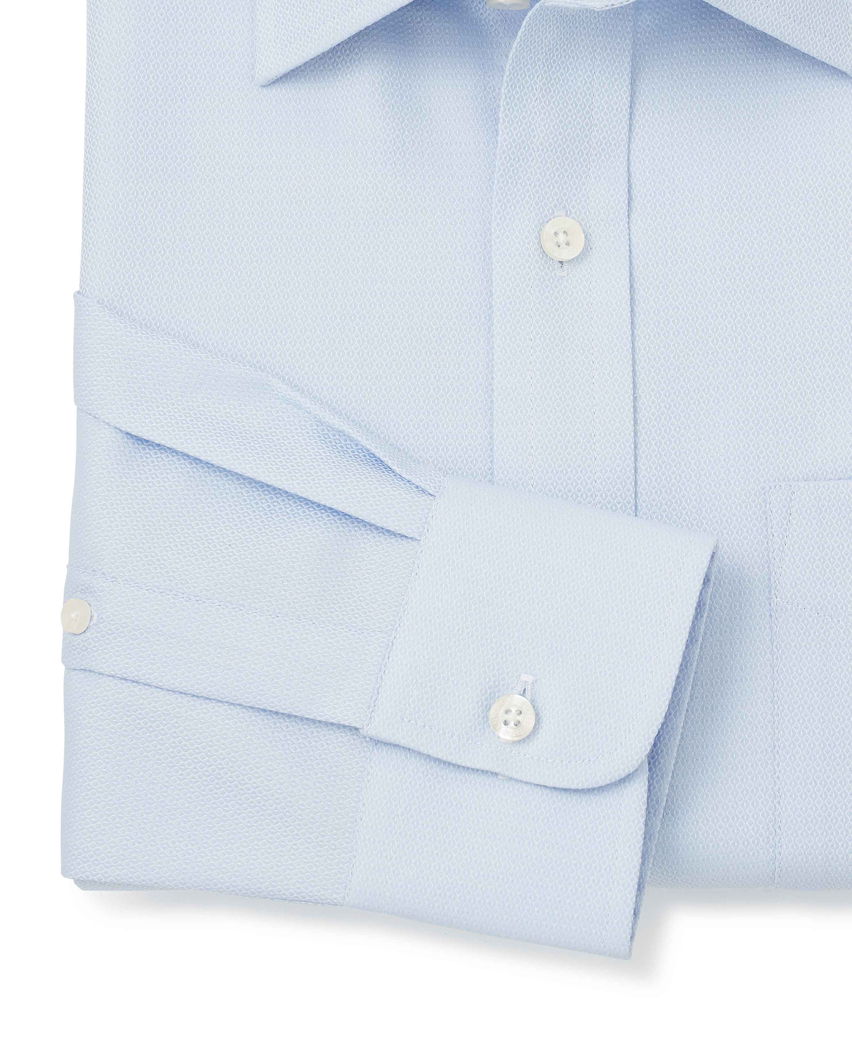 Sky Blue Textured Classic Fit Shirt w/ Windsor Collar - Single or Double Cuff - Image 7