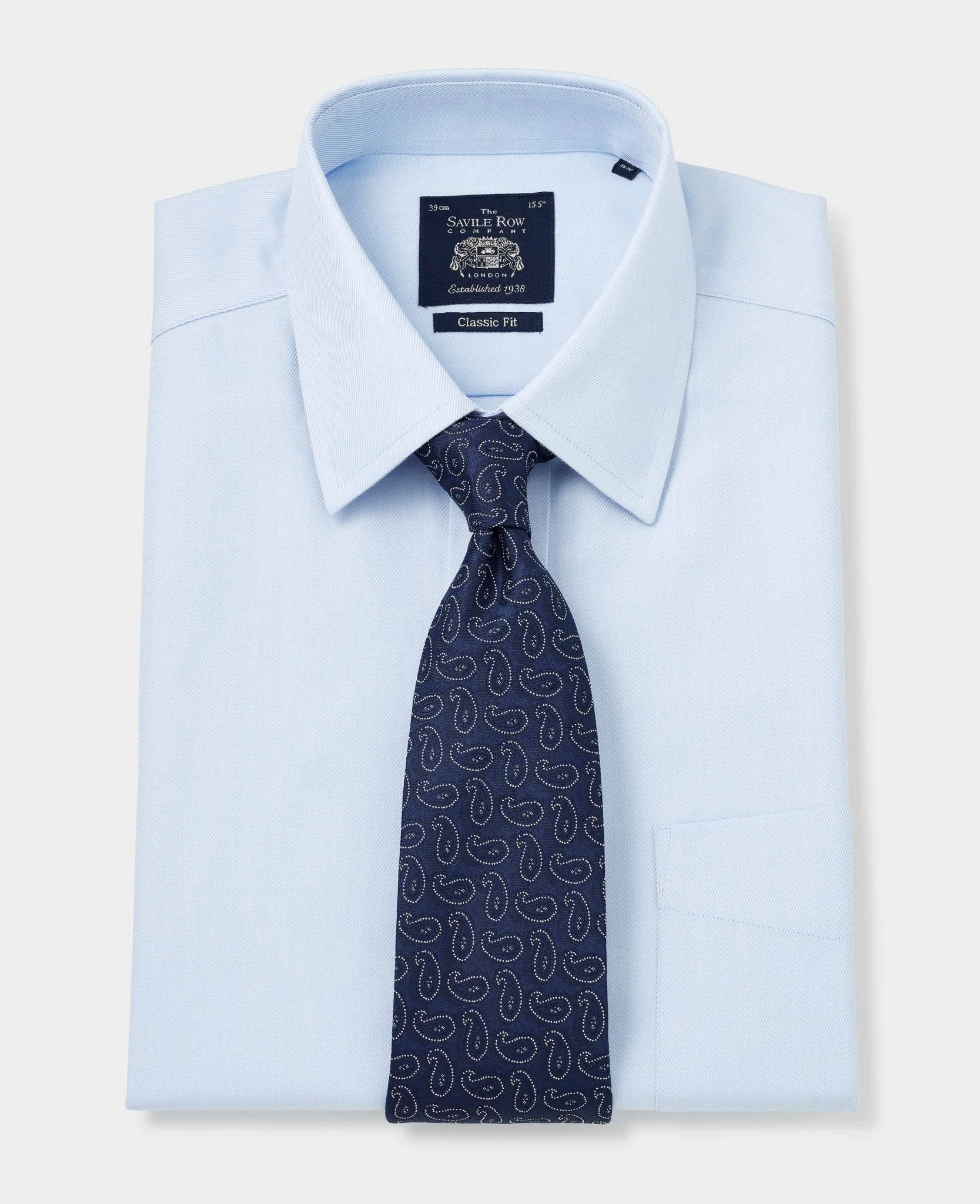 Sky Blue Twill Classic Fit Non-Iron Formal Shirt - Single Cuff - Image 3
