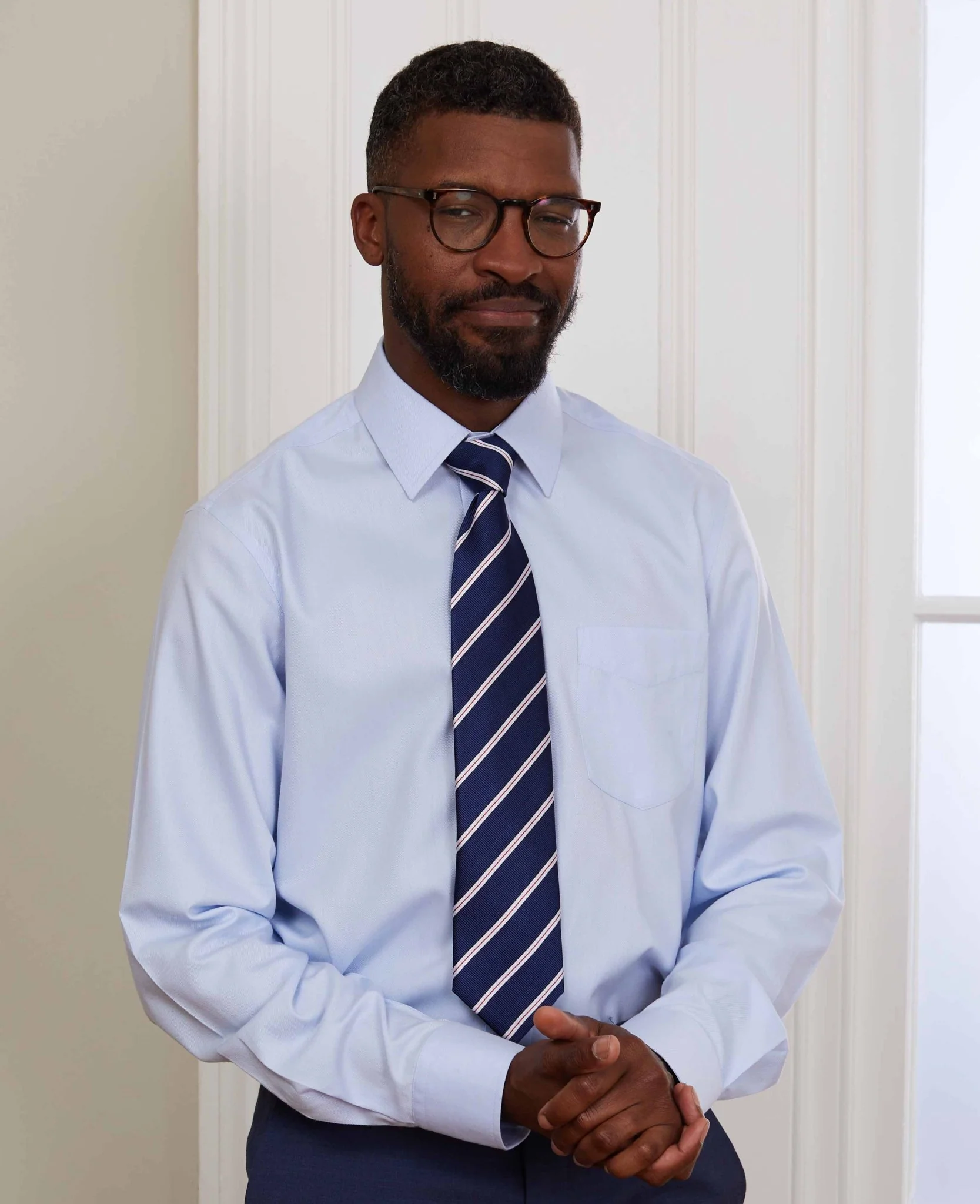 Sky Blue Twill Classic Fit Non-Iron Formal Shirt - Single Cuff - Image 4