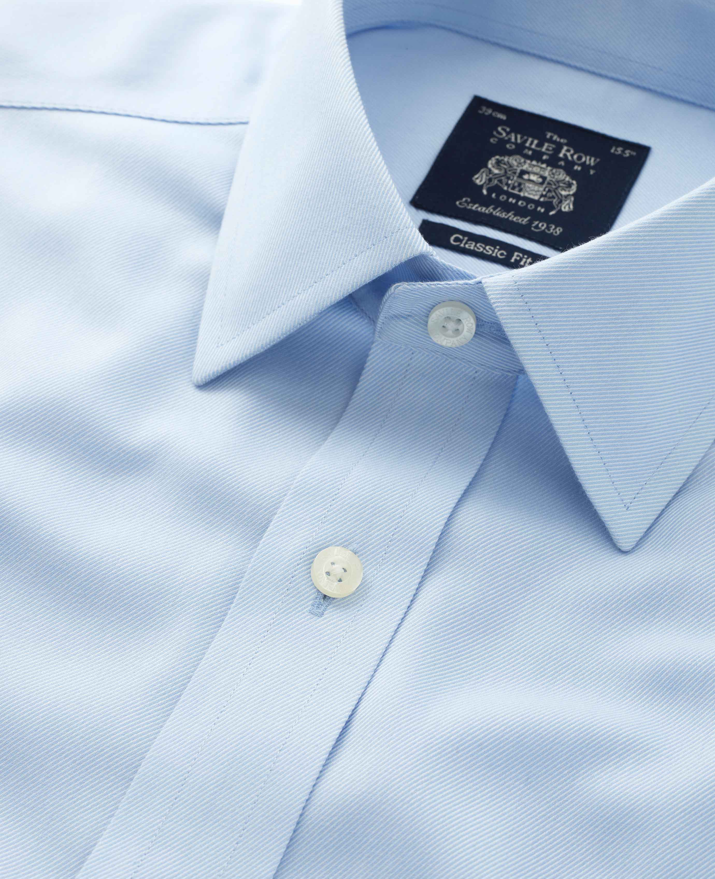 Sky Blue Twill Classic Fit Non-Iron Formal Shirt - Single Cuff - Image 5