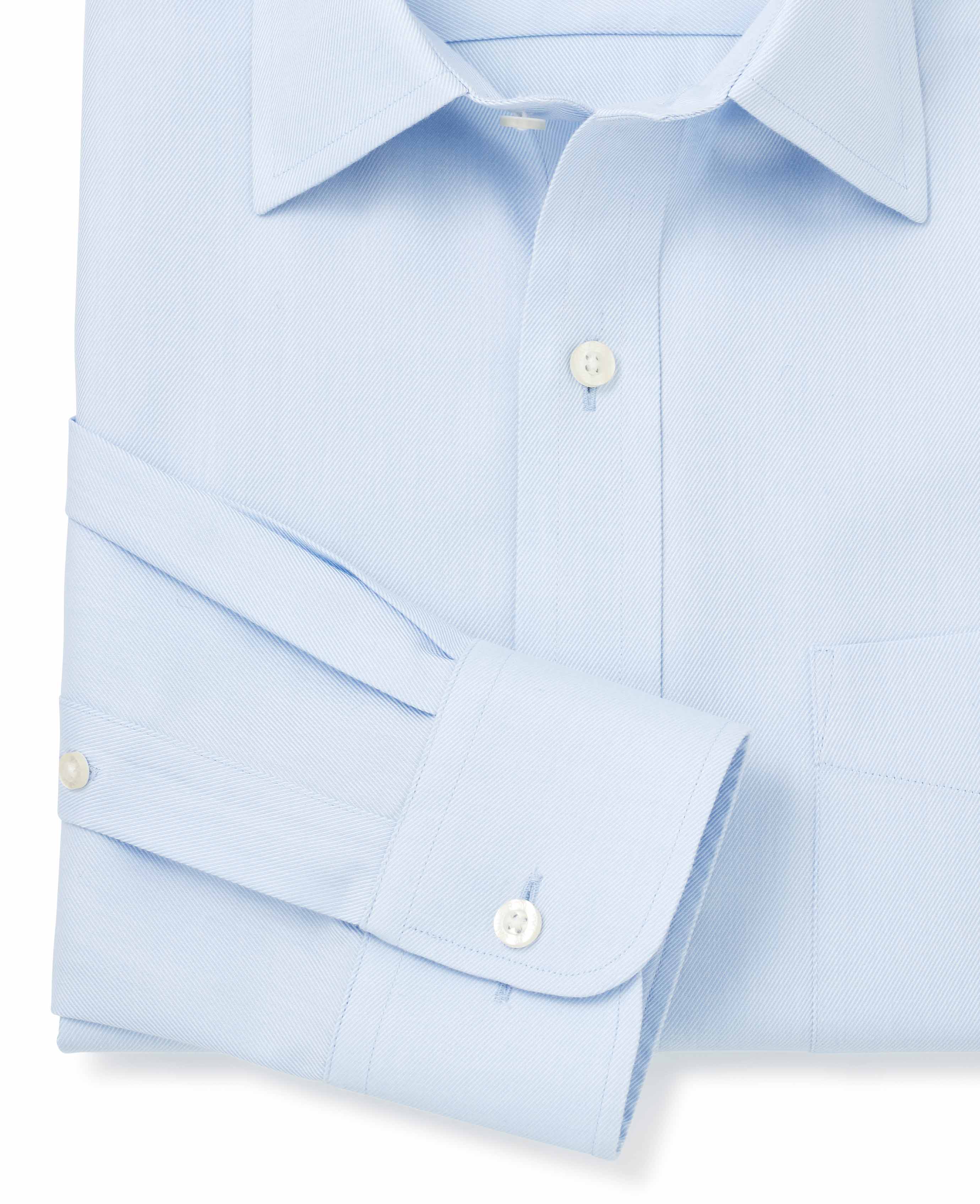 Sky Blue Twill Classic Fit Non-Iron Formal Shirt - Single Cuff - Image 6