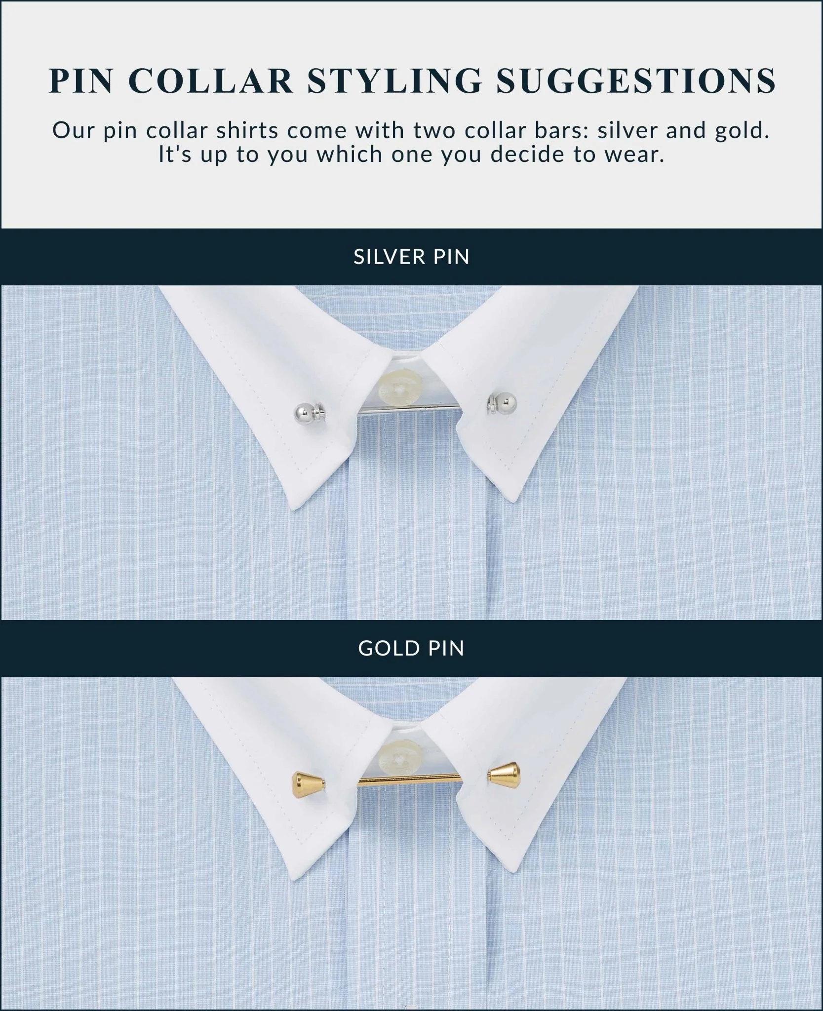 Sky Blue White Stripe Classic Fit Pin Collar Formal Shirt With White Collar & Cuffs - Double Cuff - Image 7