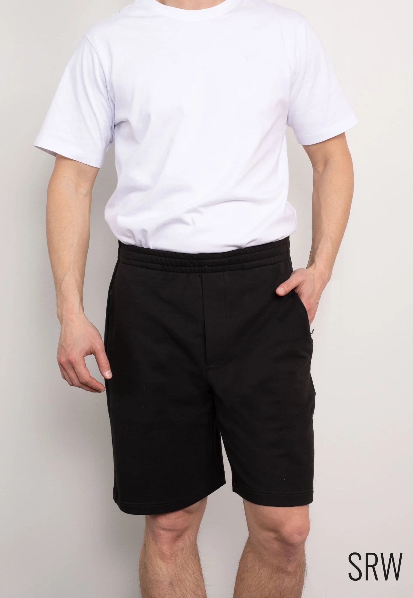Black Stretch Cotton Blend Sweat Shorts [RTC] - Image 5