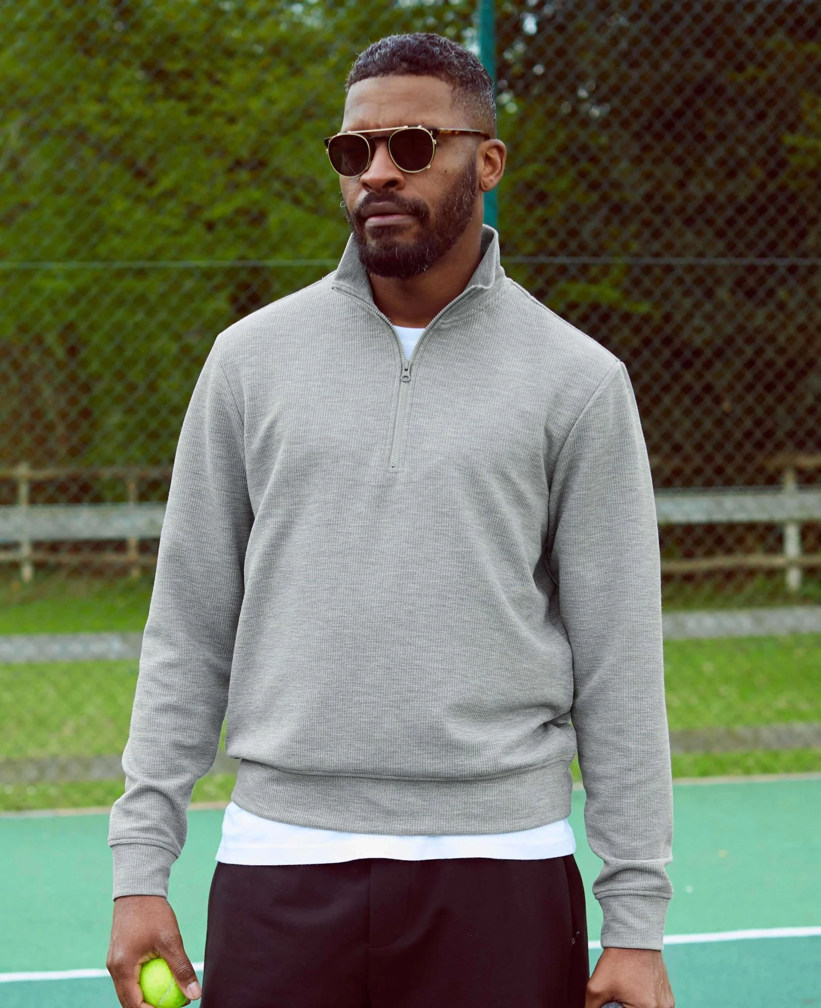 Marl Grey Sweat Wicking Half-Zip Waffle Sweatshirt [RTC] - Image 6