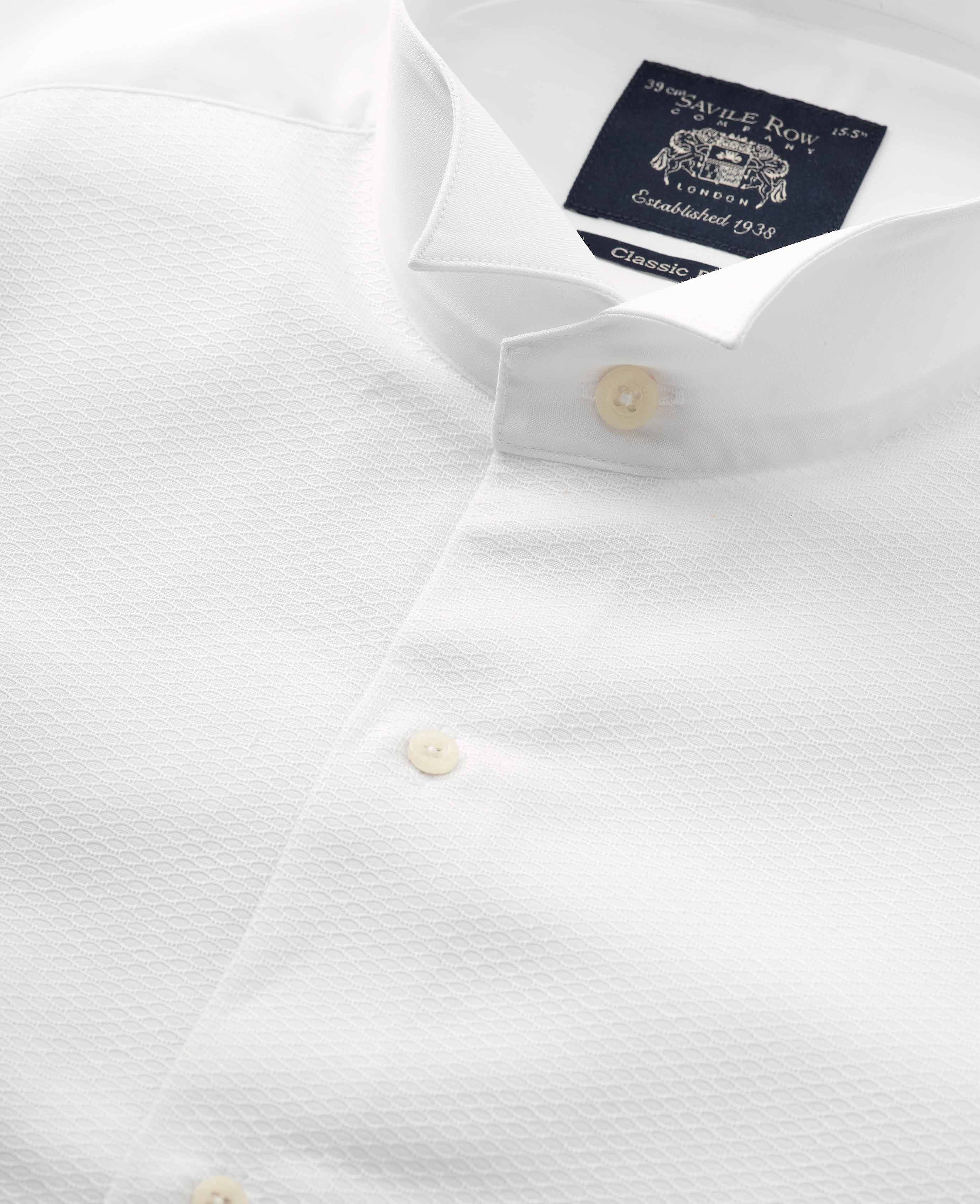 White Marcella Wing Collar Classic Fit Dress Shirt - Double Cuff - Image 5
