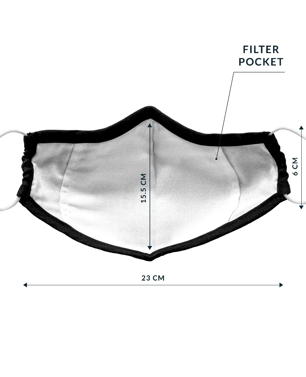 White Navy Gold Batik Print Reusable Cotton Face Mask [RTC] - Image 4