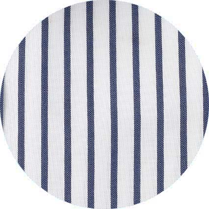 White Navy Stripe Classic Fit Non-Iron Shirt - Single Cuff - Image 4