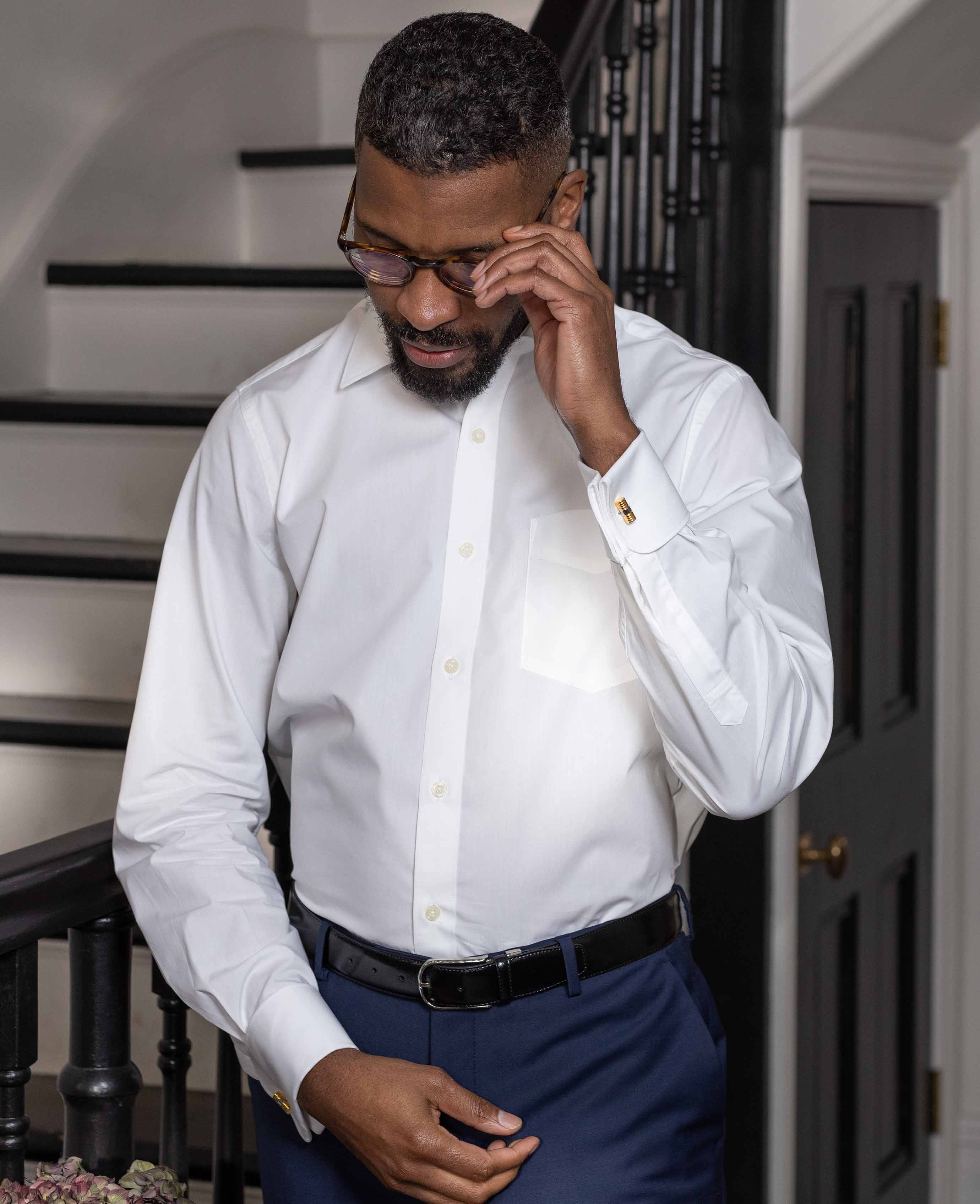 White Poplin Classic Fit Formal Shirt - Single or Double Cuff - Image 5