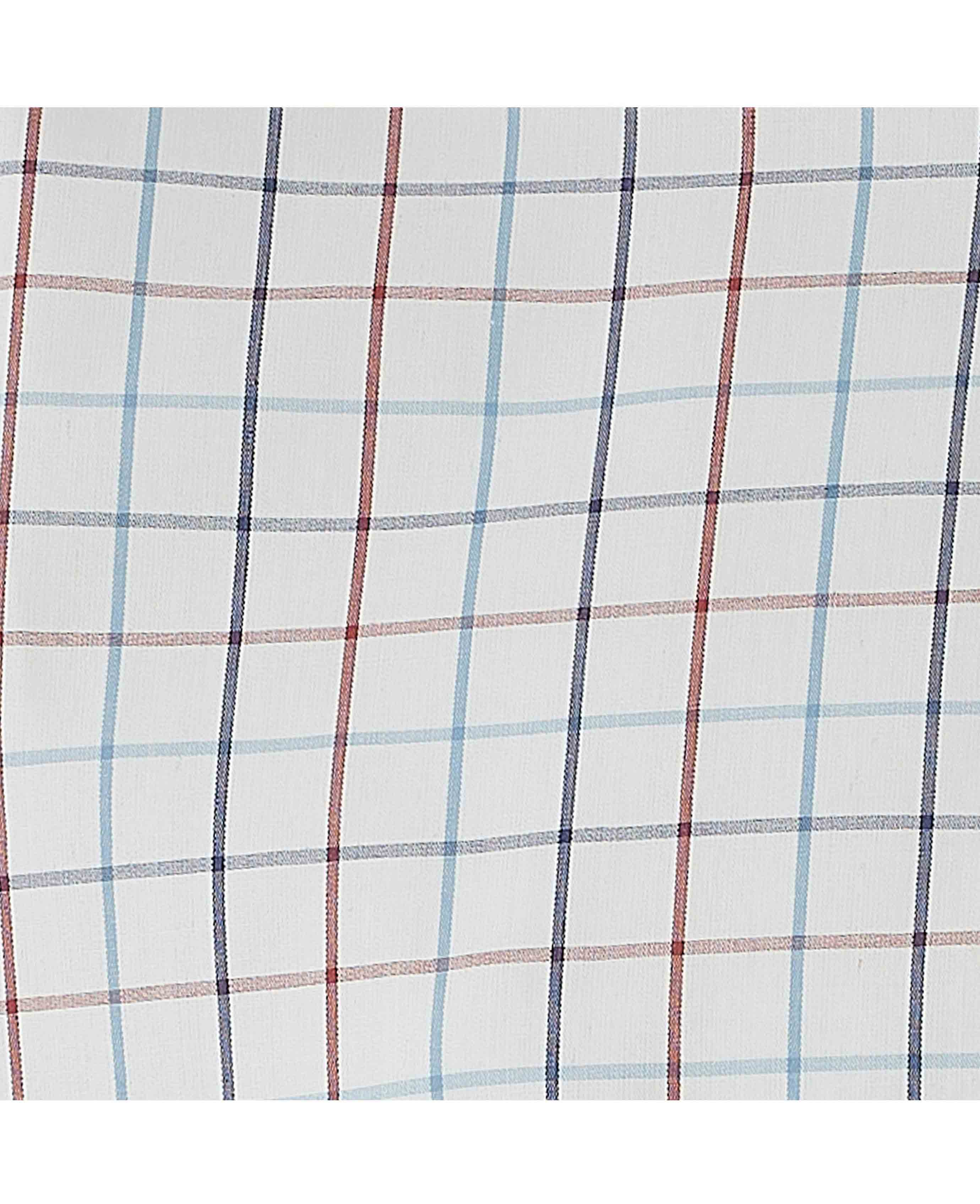White Red Cotton Tattersall Check Slim Fit Formal Shirt - Single Cuff - Image 8
