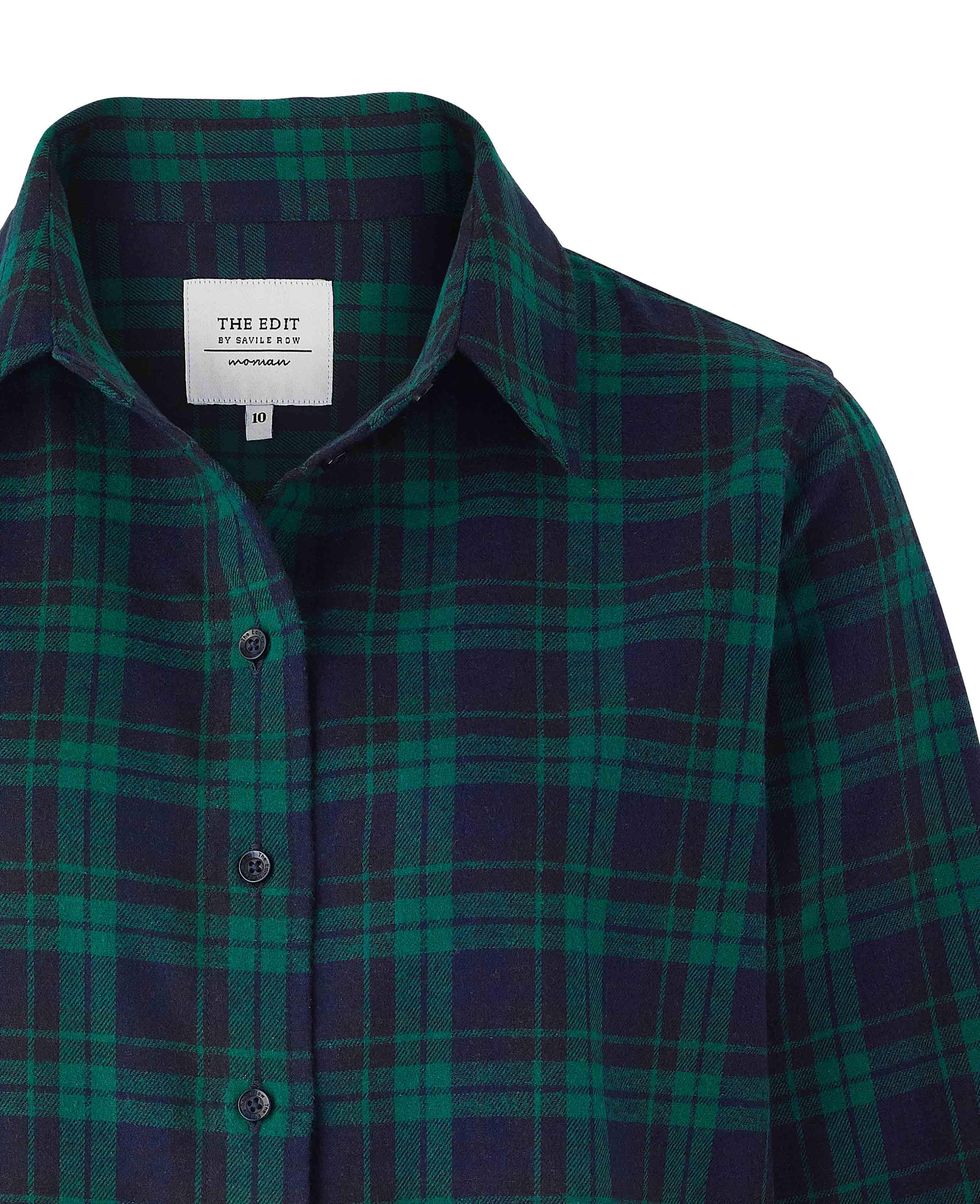 Women's Green Brushed Cotton Check Casual Shirt - Image 3