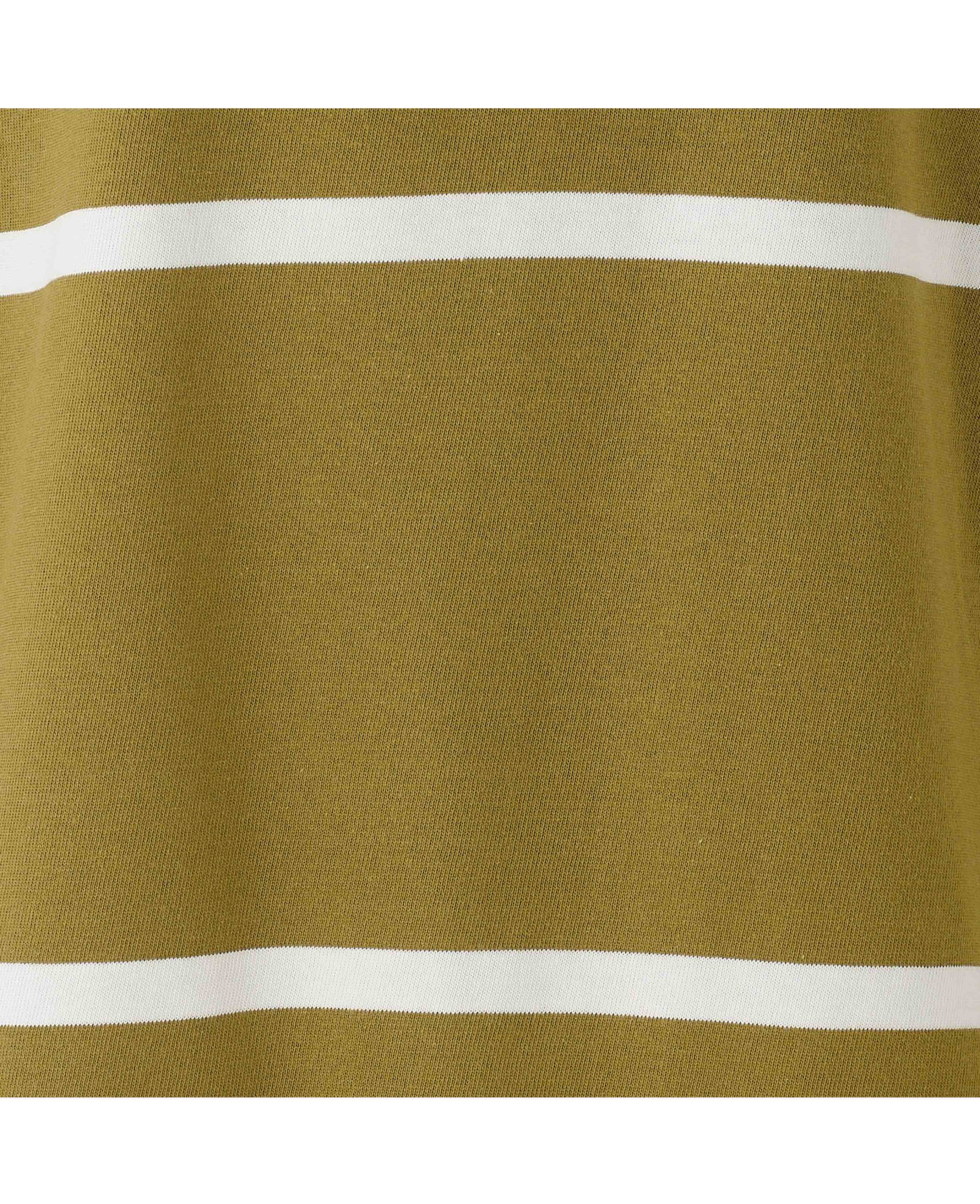 Women's Khaki Cotton Striped Heavyweight Rugby Shirt - Image 3